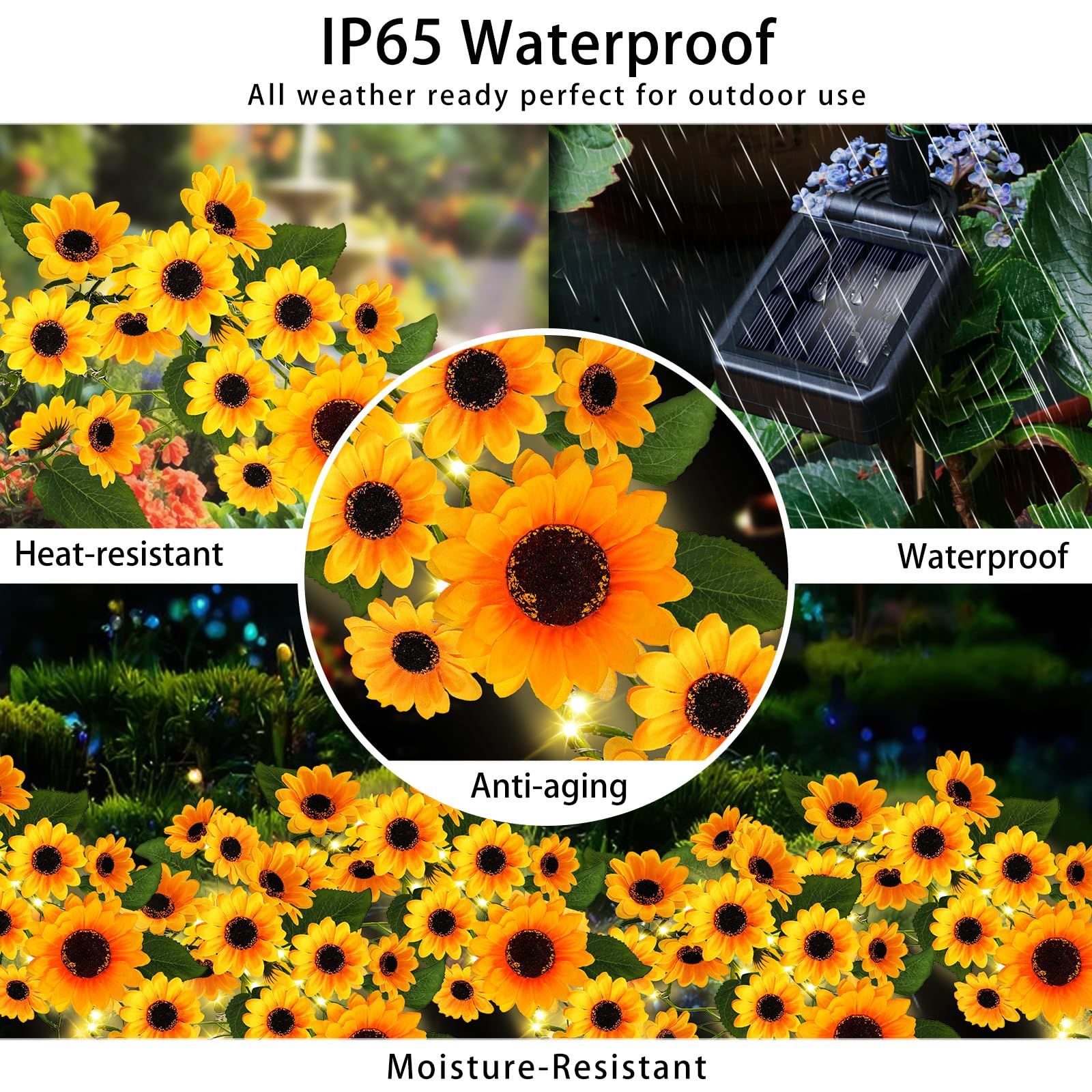 Stadeco Solar Garden Lights Outdoor, 2 Pack Sunflower Lights With 46 Lifelike Sunflower, Waterproof 90 Bright Led Fall Garden Decor Solar Flowers For Patio Flowerbed Yard, Gift For Mom