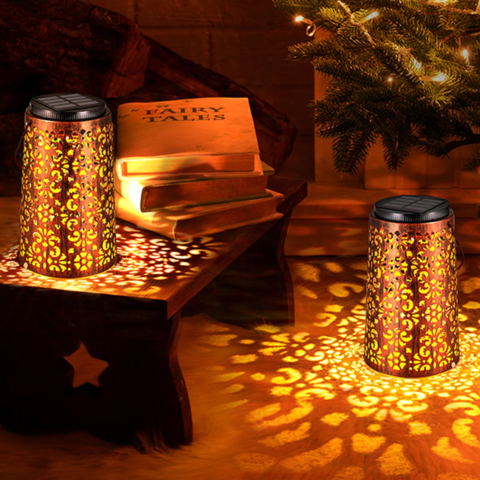 Jsot Solar Lanterns Outdoor Waterproof - 4 Pack Hanging Solar Lights  For Women Mom Grandma Decorative Lantern For Patio Decor Garden Yard Backyard Porch Table Tree Lighting, Cool/Warm Light