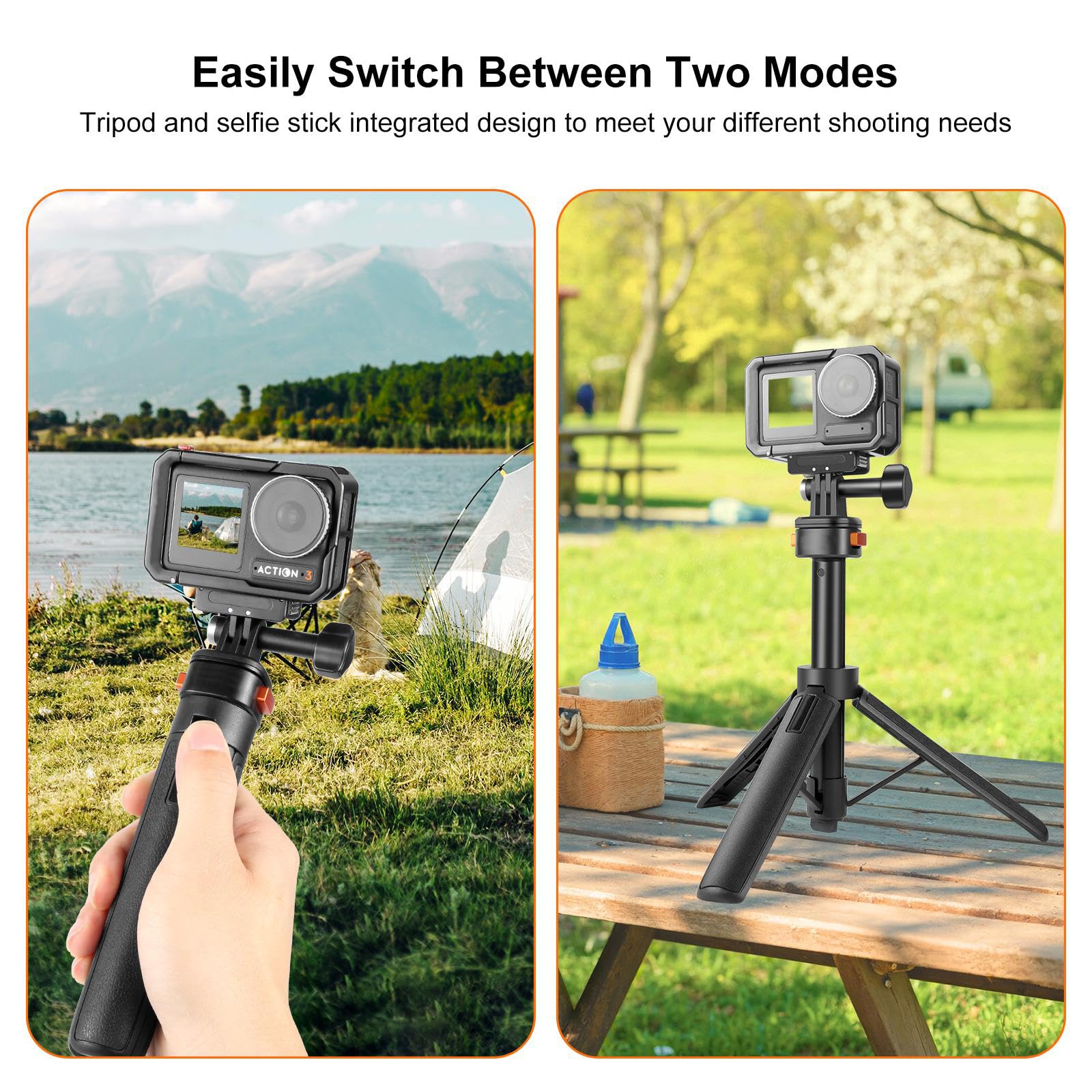 Xkdaich Magnetic Mini Tripod For Camera, Quick Release Selfie Stick Extendable Desktop Tripod Stand For Go Pro Hero 13/12/11/10/9 For Dji Pocket 3/Action 5 Pro/4 For Insta 360 X4/Ace Pro