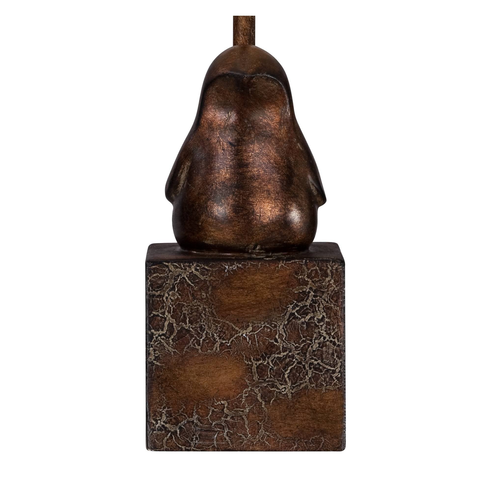 360 Lighting Bird Modern Rustic Farmhouse Accent Table Lamp 15 1/2" High Sculptural Crackle Bronze Brown Natural Burlap Hardback Drum Shade For Bedroom House Bedside Nightstand Home Office