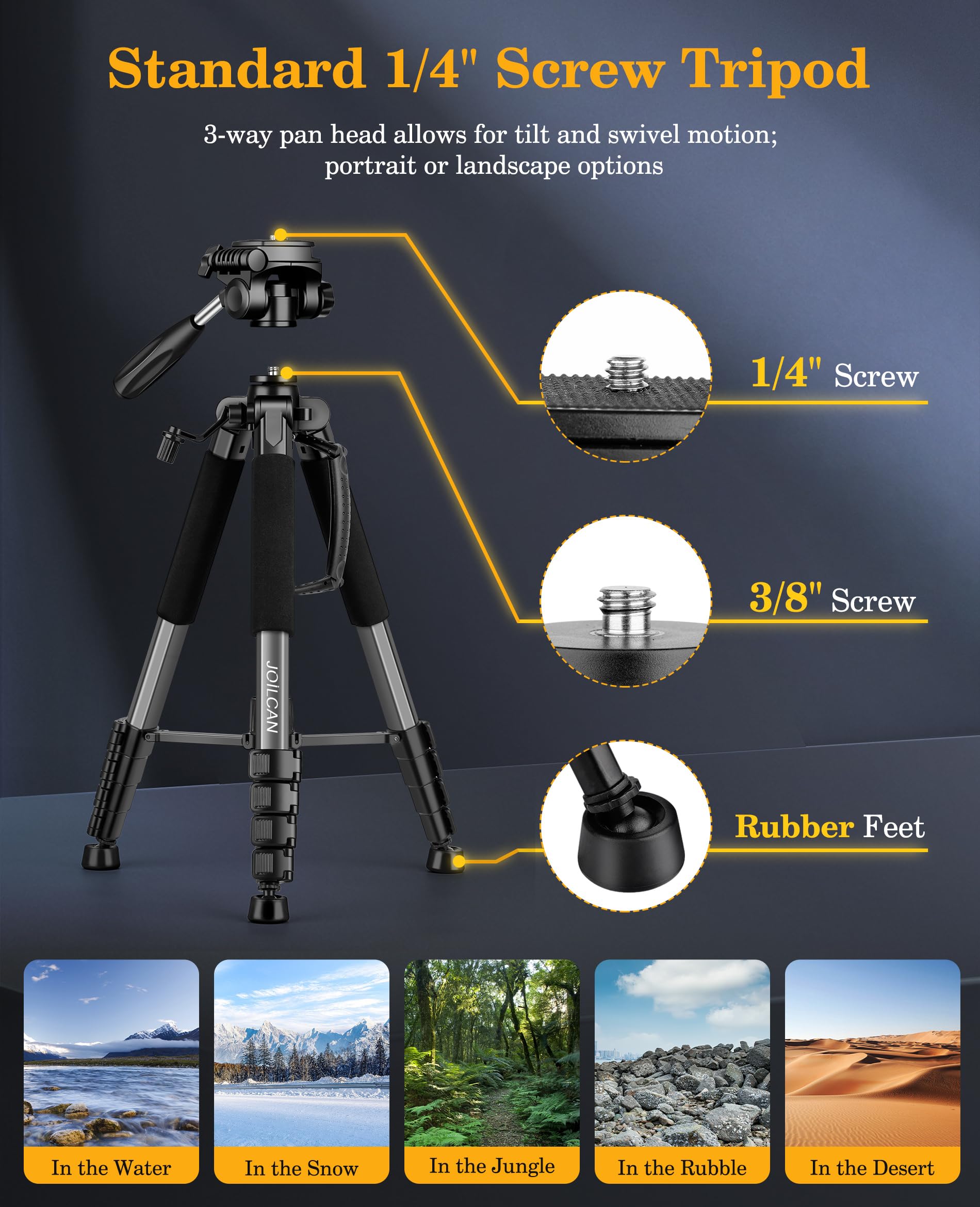 Joilcan Tripod, 75" Tripod For Camera & Phone, Heavy Duty Camera Tripod Travel Tripod With Remote Carry Bag, Tripods Compatible With Canon Nikon Camera Dslr Laser Level Camcorder