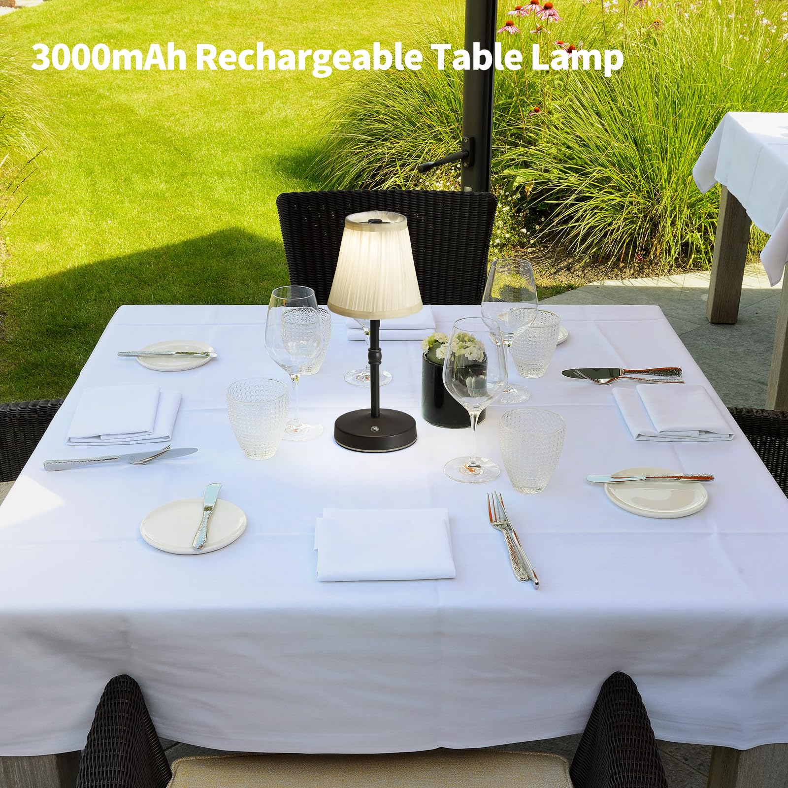 Kpshine 5W Led Cordless Lamps Rechargeable,3000Mah Battery Operated Table Lamp,3000K 2 Level Dimmable Mini Lamp,No Wire Antique Black Lamp,Cordless Lamps For Tables(Black,H11.4)