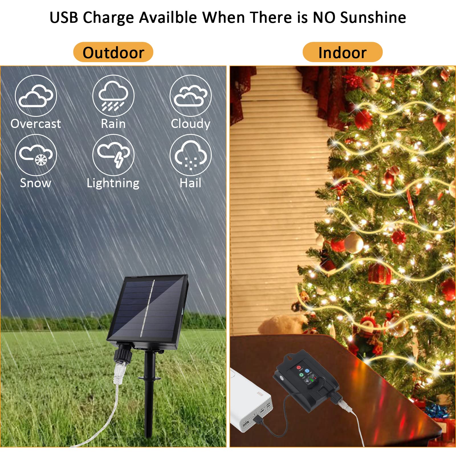 Jimacro Outdoor Solar Led Rope Lights, Ip65 Waterproof Rope Lights 22M/72.2Ft 200Leds Solar Decoration Lights With 8 Lighting Modes, Rope Fairy Light For Garden Tree Party Christmas Decoration