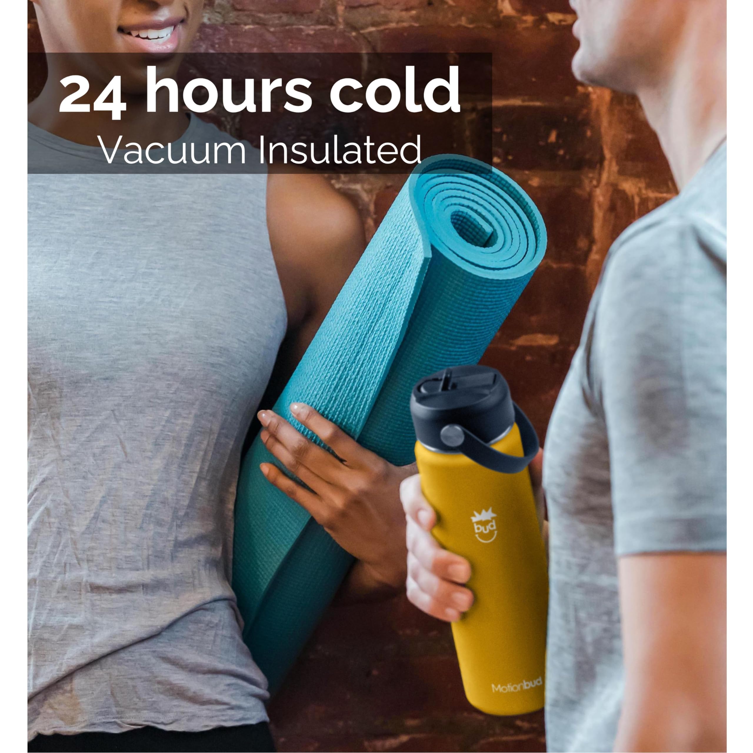 Insulated Water Bottle 22Oz. - Stainless Steel, Spill-Proof, Slim Thermos With 3 Lids