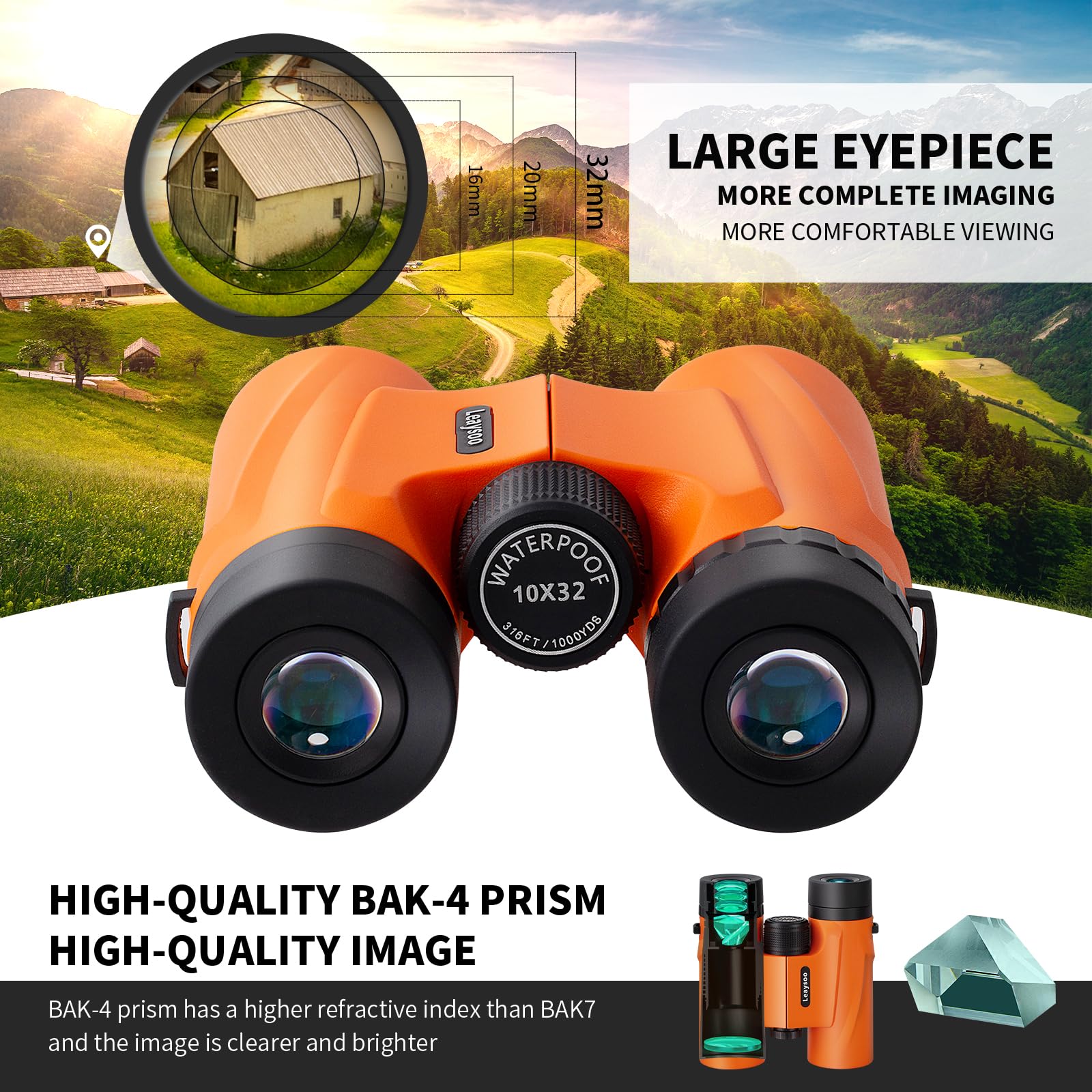 Leaysoo Compact Binoculars For Adults & Kids, High Powered Small Binoculars, Bak-4 Fmc Clear Low Light Vision, Waterproof For Bird Watching, Concerts, Cruise Ship