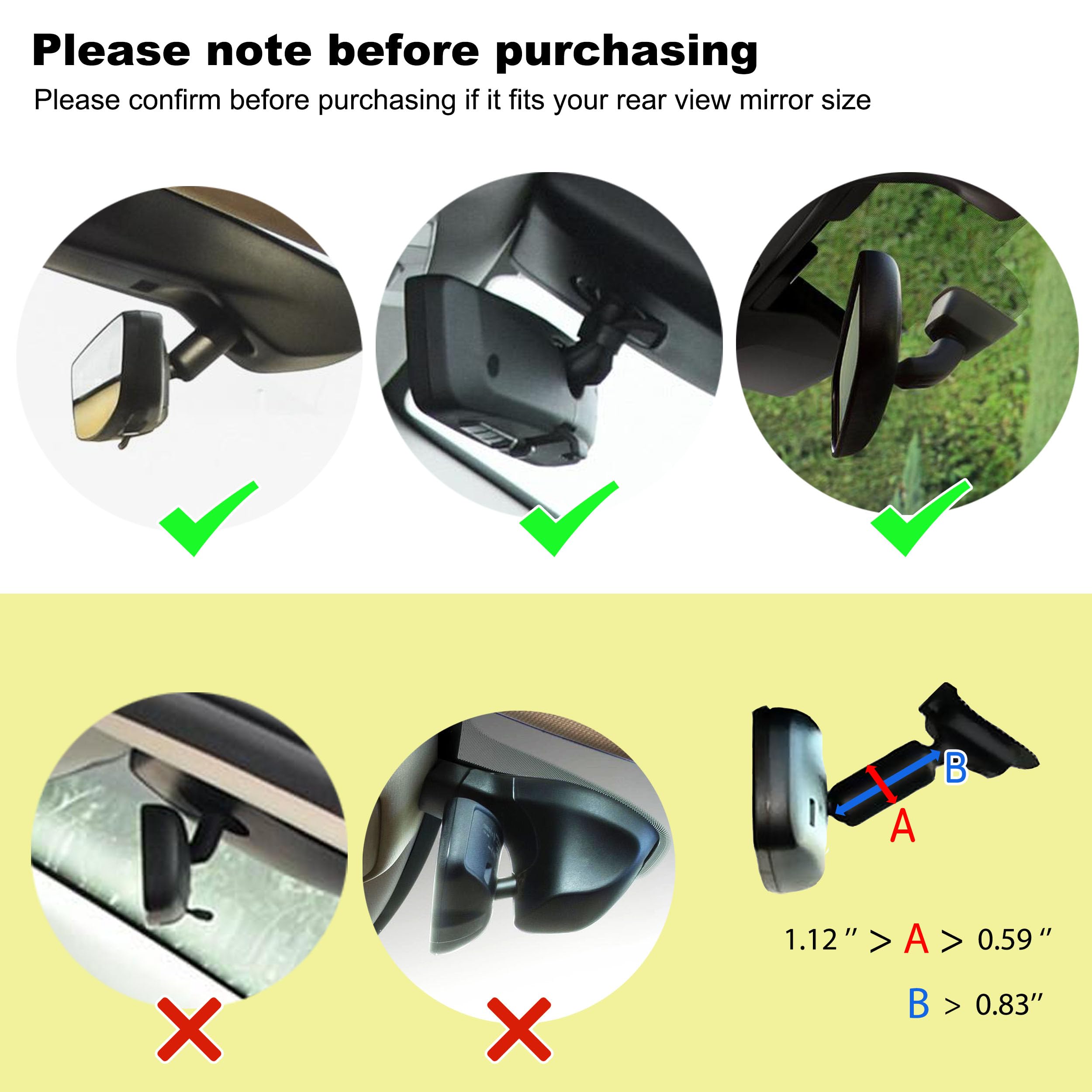 Quyee Phone Holder Car, Rear View Mirror Phone Holder - Aluminum Alloy Mount Multi-Angle Adjustment Rotatable And Retractable Compatible With All 4-7 Inch Iphone And Android Cell Phones