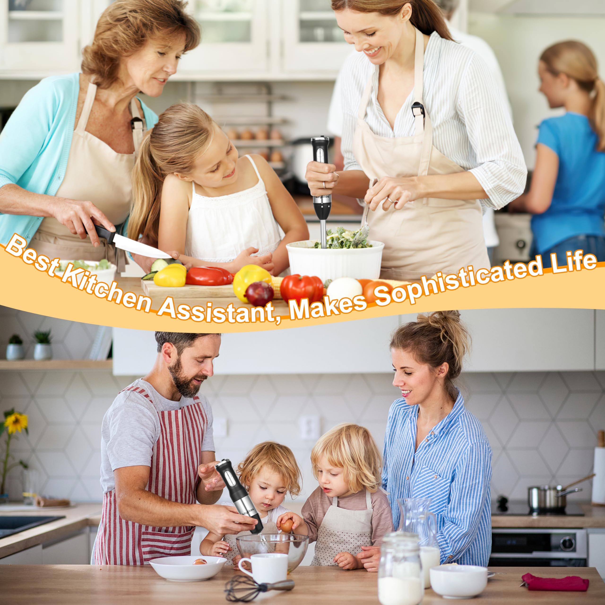 Keylitos 5 In 1 Immersion Hand Blender Mixer, [] Handheld Stick Blender With 600Ml Chopper, 800Ml Beaker, Whisk And Milk Frother For Smoothie, Baby Food, Sauces Red,Puree, Soup (Black)