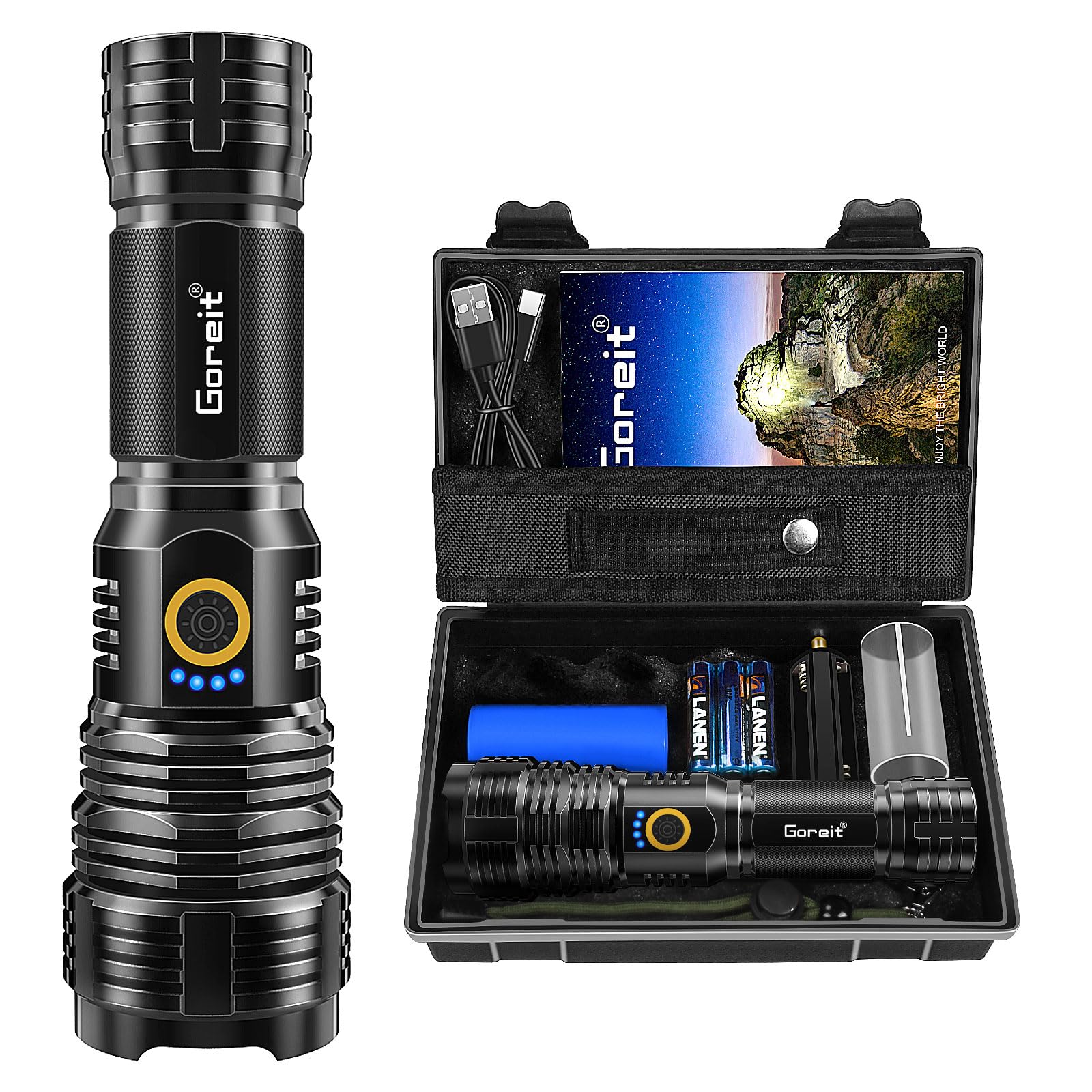 Goreit G1915 + G1695 Flashlights High Lumens Rechargeable
