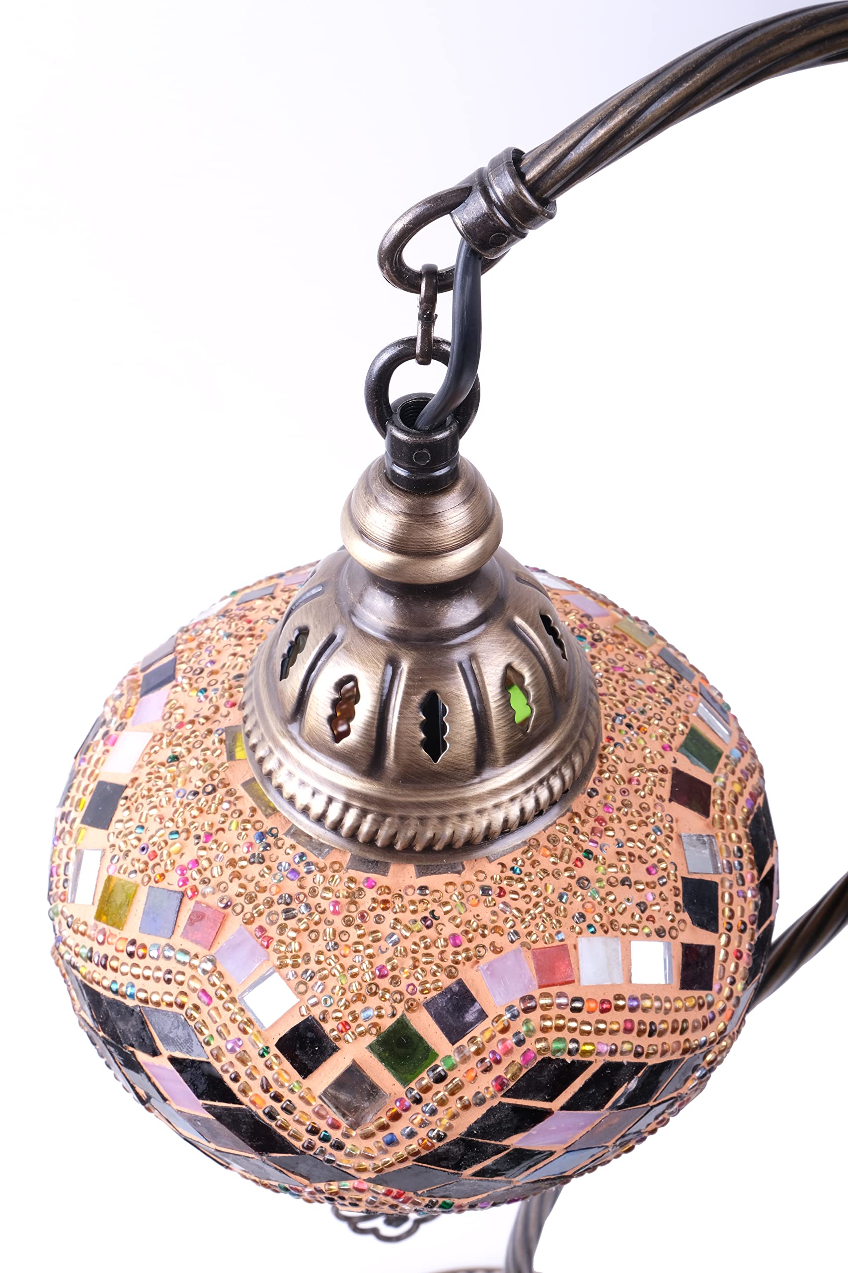Asylove Turkish Mosaic Lamp - Moroccan Desk Lamp, Authentic Table Traditional Turkey Bedside Lighting, 7 Inch Globe, 7 X 10 X 19 Inch (Wild Flower)