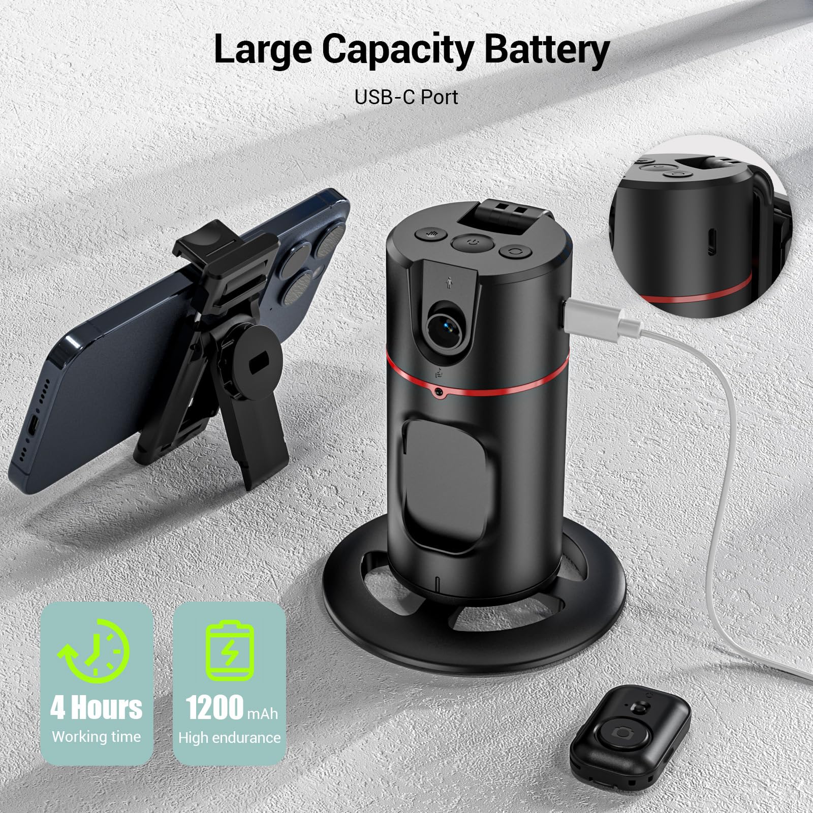 Riseofle Auto Face Tracking Tripod 360° Rotating Auto Tracking Phone Holder, No App, Phone Camera Stand With Remote And Gesture Control, Smart Shooting Stand For Vlog/Tik Tok Live Video Recording