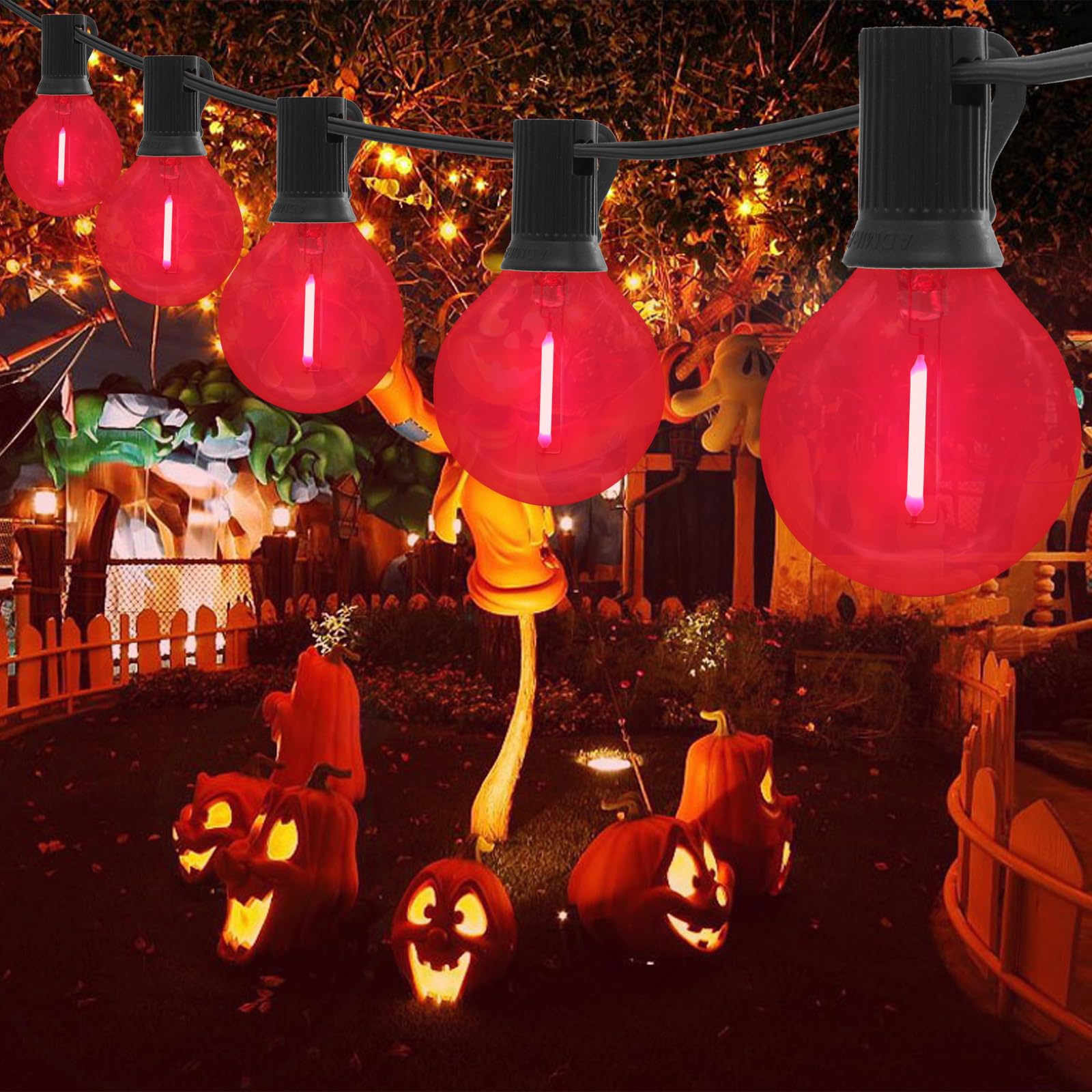 Minsily Sxminer 15 Pack G40 Light Bulbs Led Replacement Bulbs 1W Led Filament Bulbs Shatterproof Plastic Led Outdoor String Lights E12/C7 Globe Edison Bulb Decorative Bulbs For Patio Christmas Home Decor(Red)