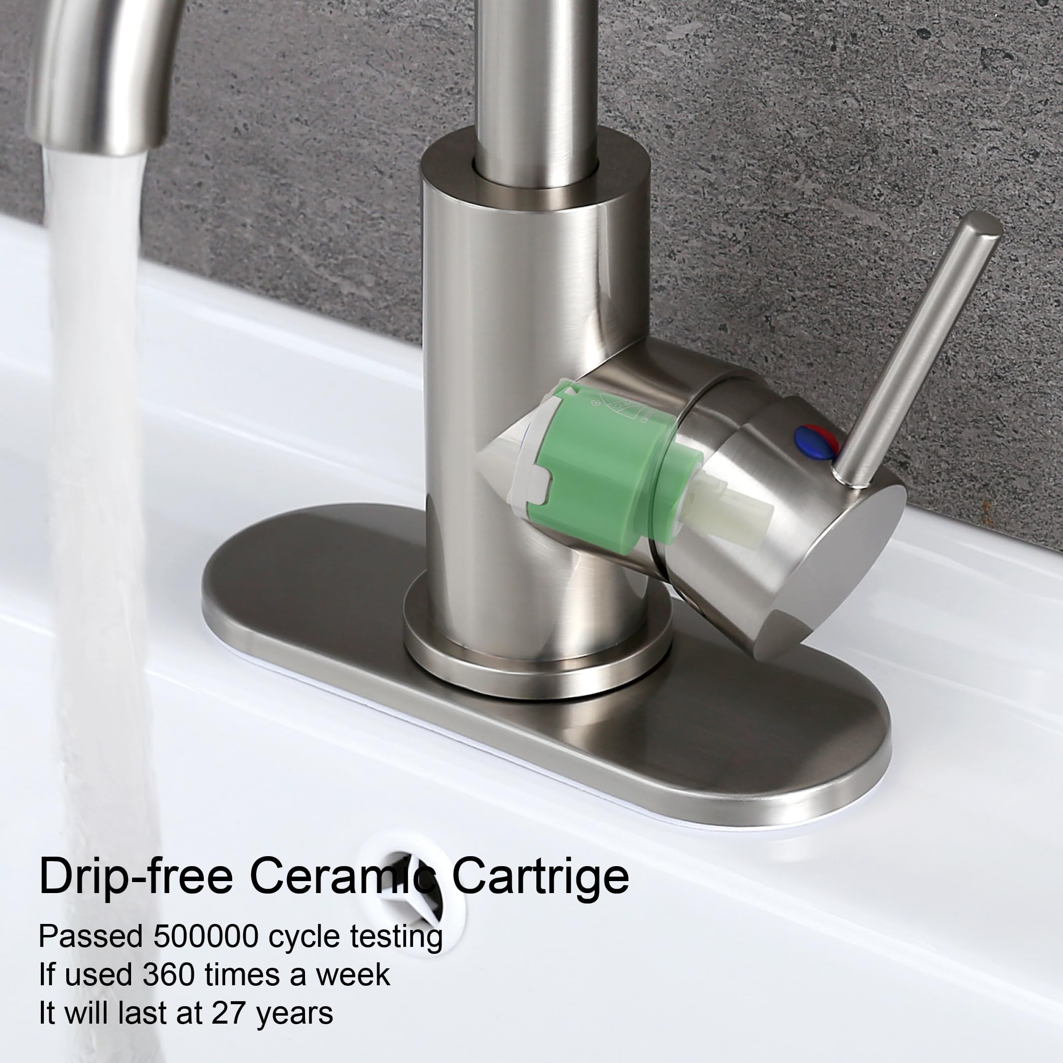 Rkf Bar Sink Faucet Brushed Nickel Single Hole Bathroom Utility For Kitchen Small Rv Campers 360 Degree Mixer Wet Faucets Handle Prep With Deck Plate &Hose Rkf01002-Gbn