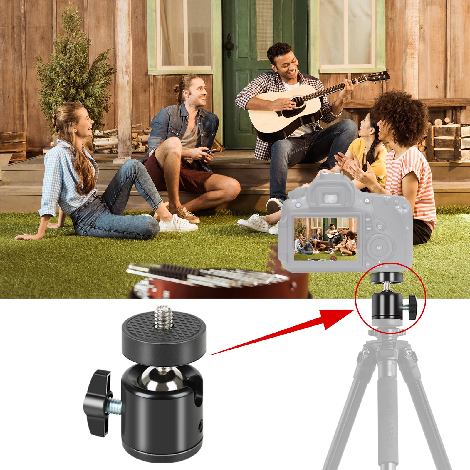 Acuxiaza Mini Ball Head 1/4" Swivel Mini Ballhead Screw Tripod Mount 4 Pack 360 Degree Rotatable Tripod Ball Head Camera Mount Adapter For Trail Camera Hunting Cameras Dslr Cameras Light Stand