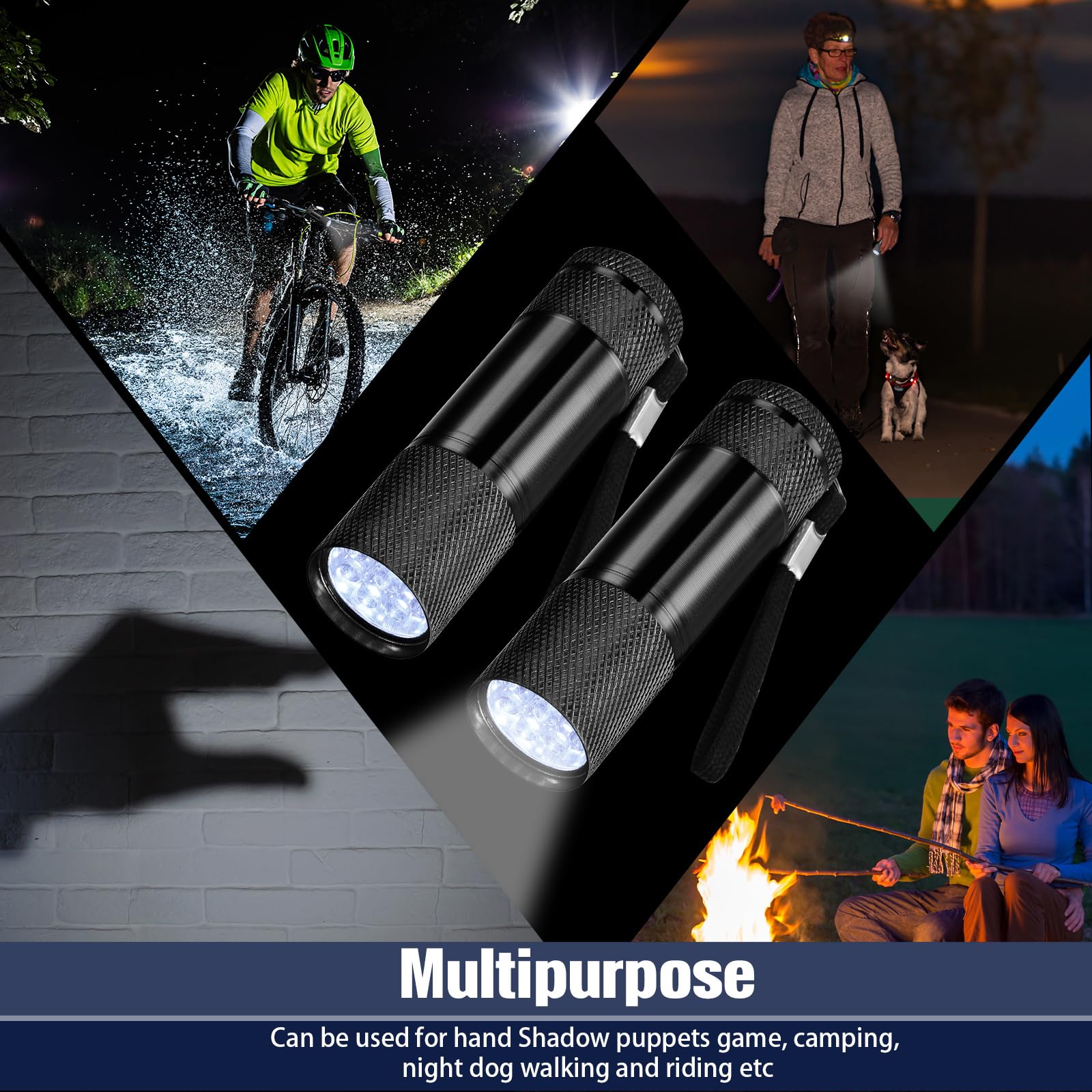 Vihose 20 Pcs Mini Flashlights Bulk, Bright Aluminum Handheld Flash Light With Lanyard Small Led Flashlights For Night Reading Emergency Hurricane Camping Hiking, Batteries Not Included(Black)