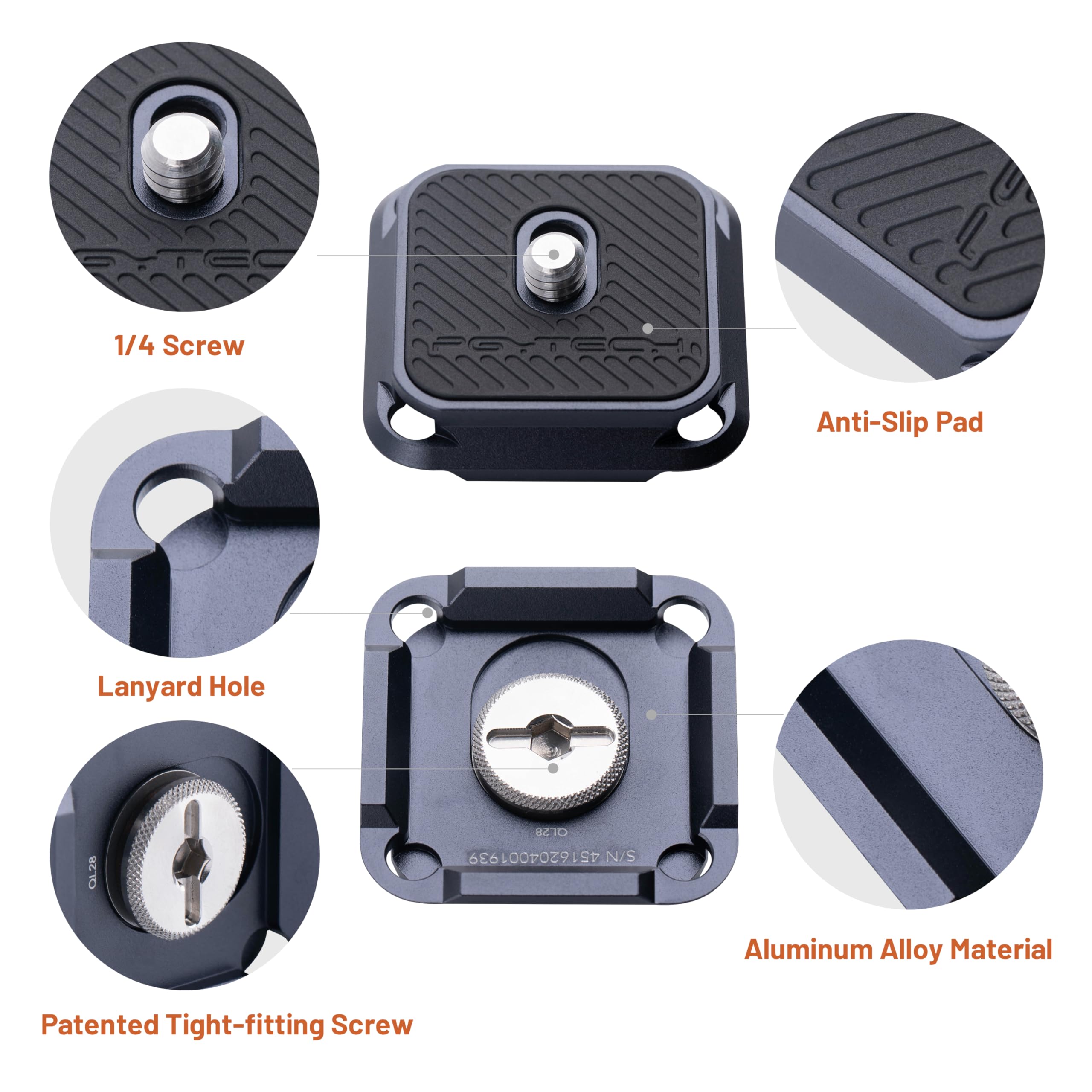 Pgytech Arca-Type Quick Release Camera Plate Parts Replacement Switch Between Tripod, Monopod, Slider Arca Swiss Compatible