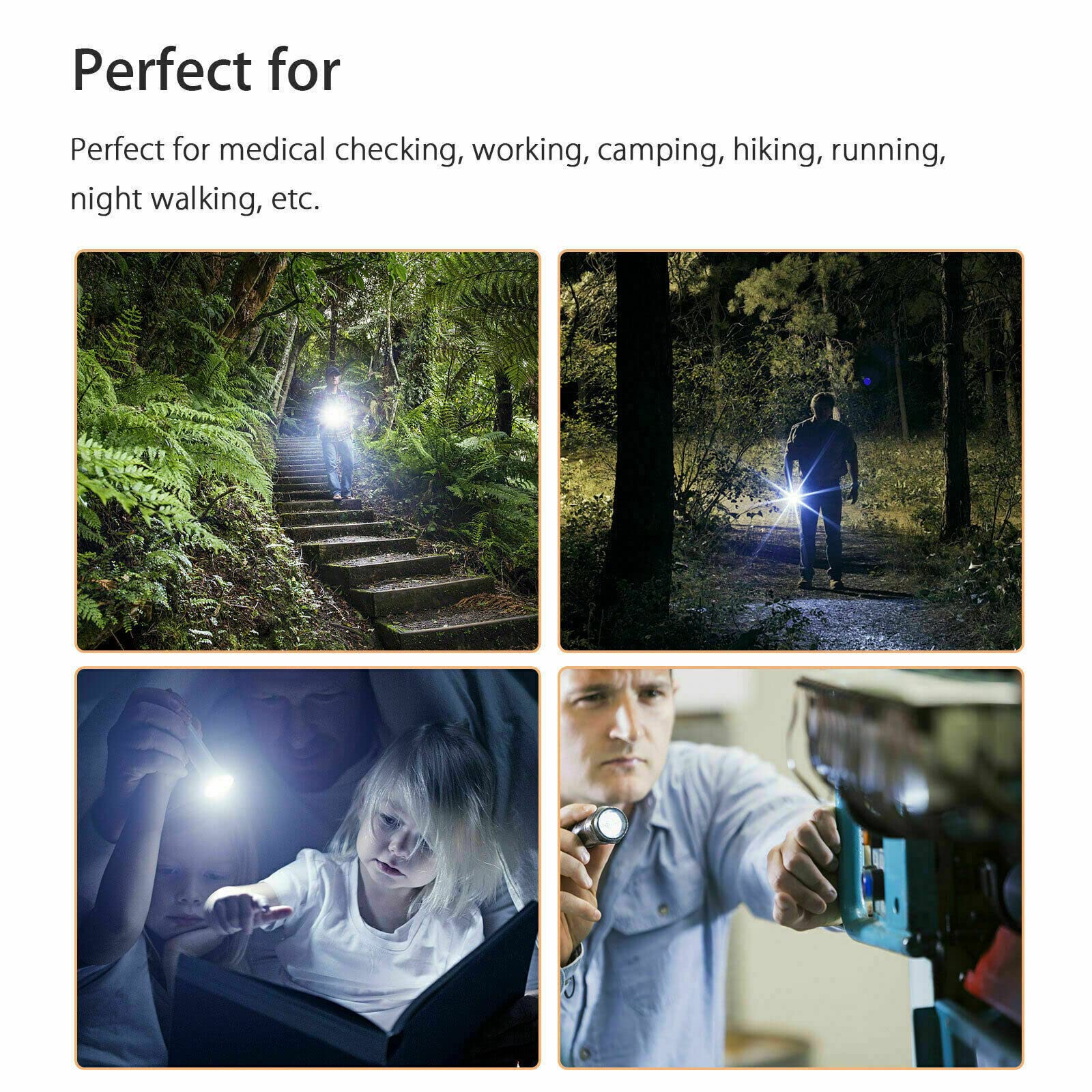 The Perfect Part Usb Rechargeable Mini Led Flashlight  5" Stainless Steel Clip Torch Pen Light With Usb Cable  Small Handy Pocket Torch For Medical Inspection Camping Work Repair Outdoor Activities