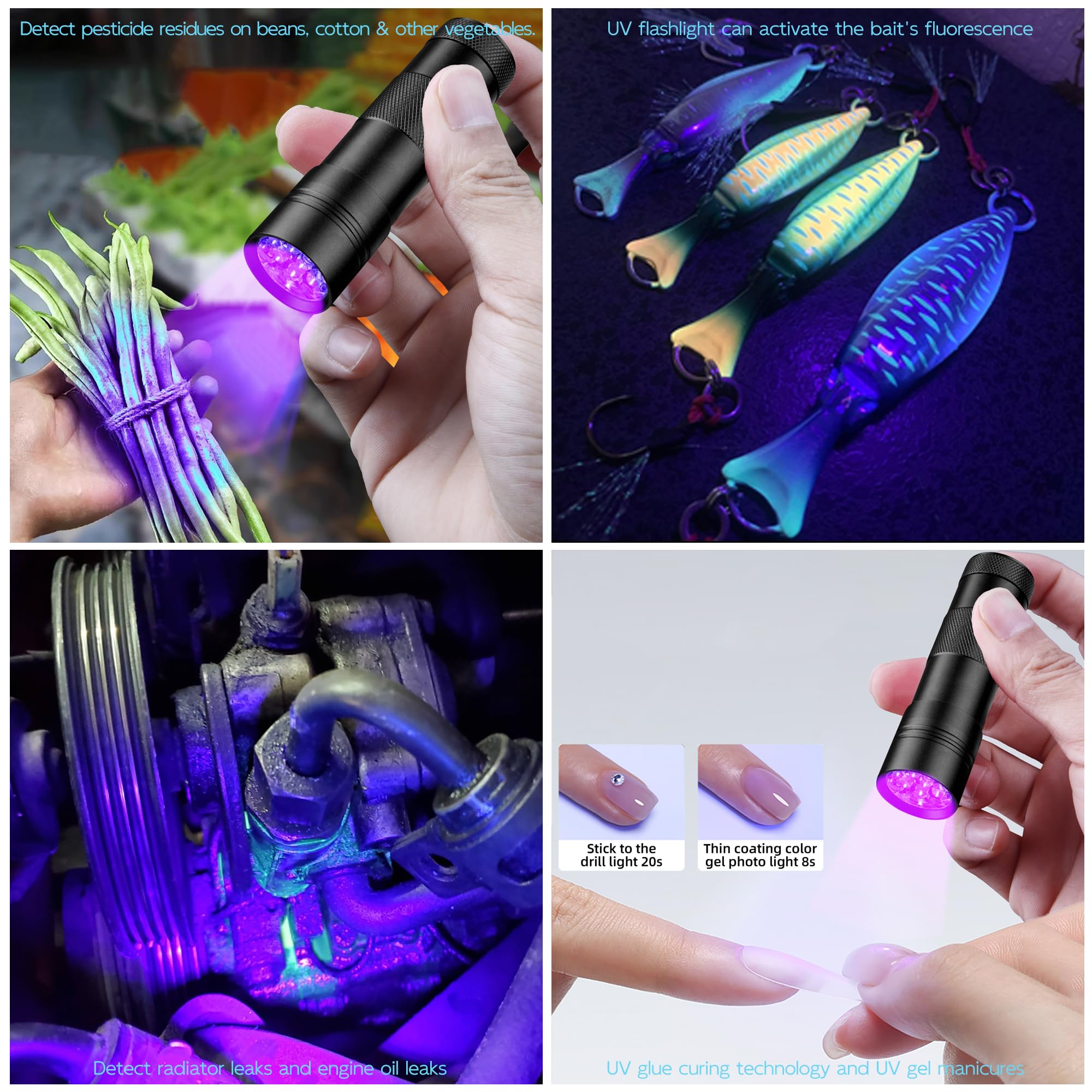 Beike Uv Flashlight Black Light–Small Portable Mini 12 Led Blacklight Flashlight For  Stain Detection In Room, Resin Curing,Scorpion & Bed Bug Find,Pet Urine & Dry Stain Detection/Carpets/Rugs/Floors