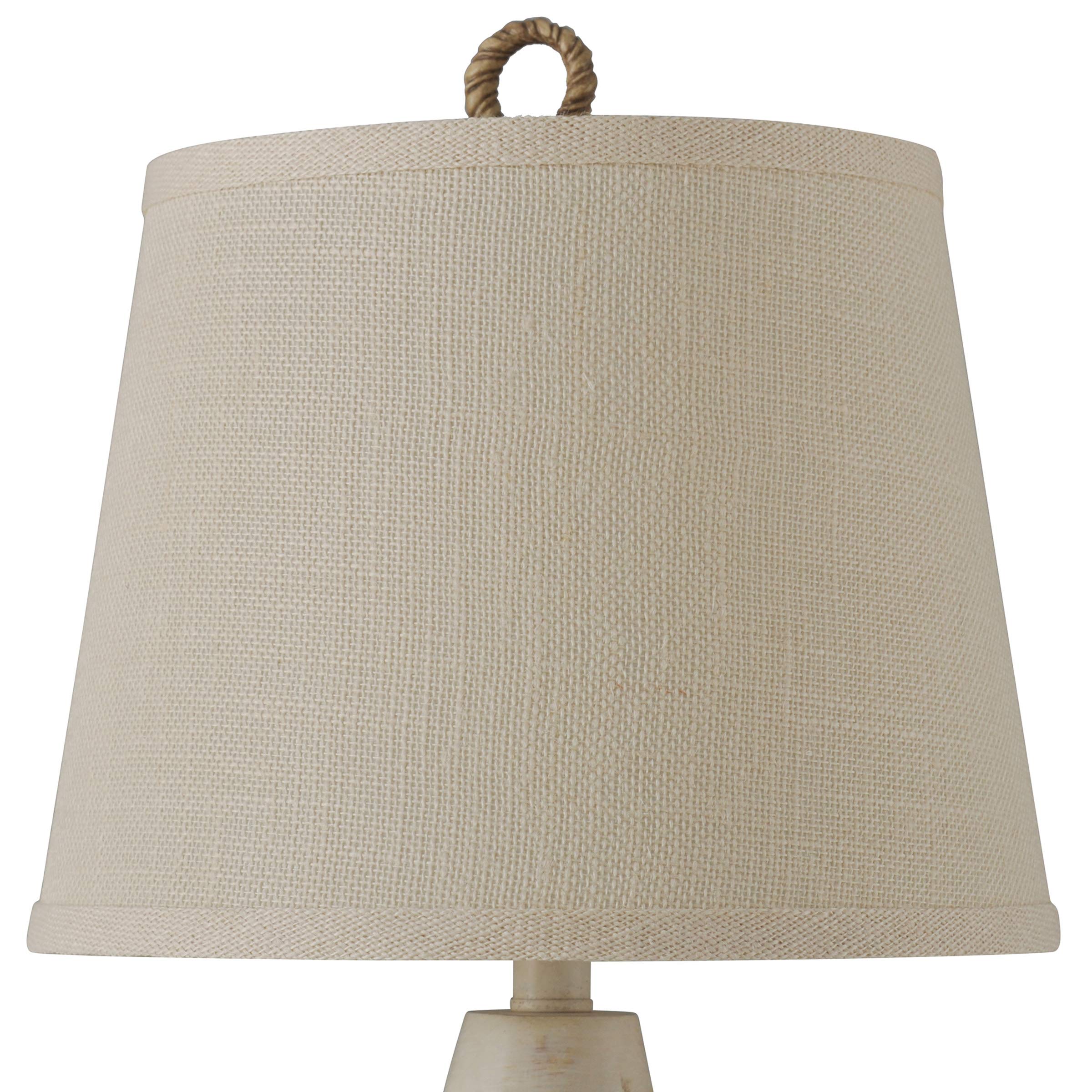 Collective Design L22489Bdsam, Distressed White Finish, Cream Hardback Canvas Shade Table Lamp