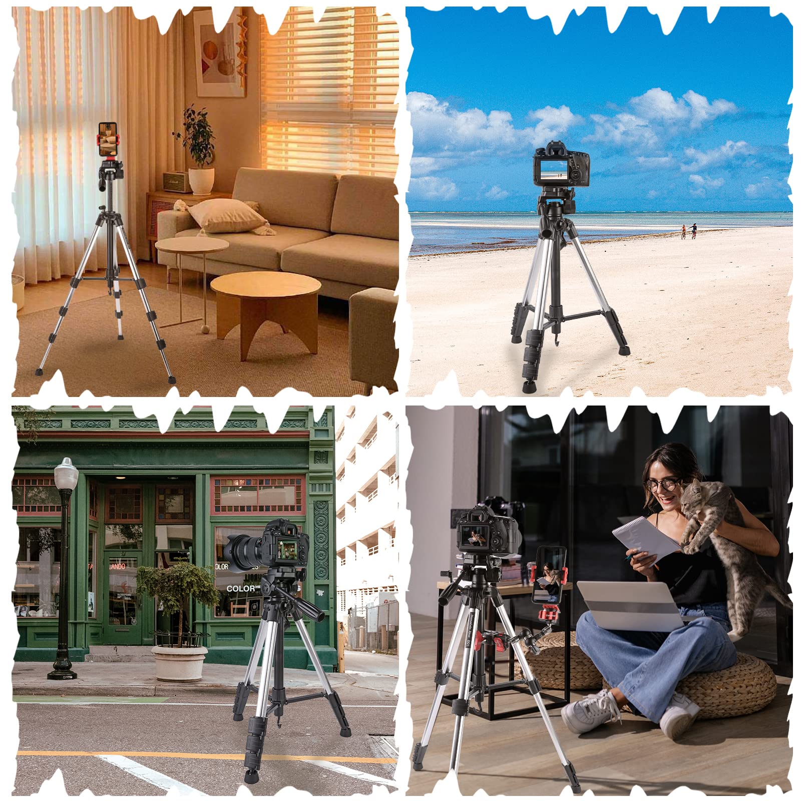 Mountain River Camera Tripod With Bag, 360° Panoramic Tripod Head,Quick Release Plate, Aluminum, Black