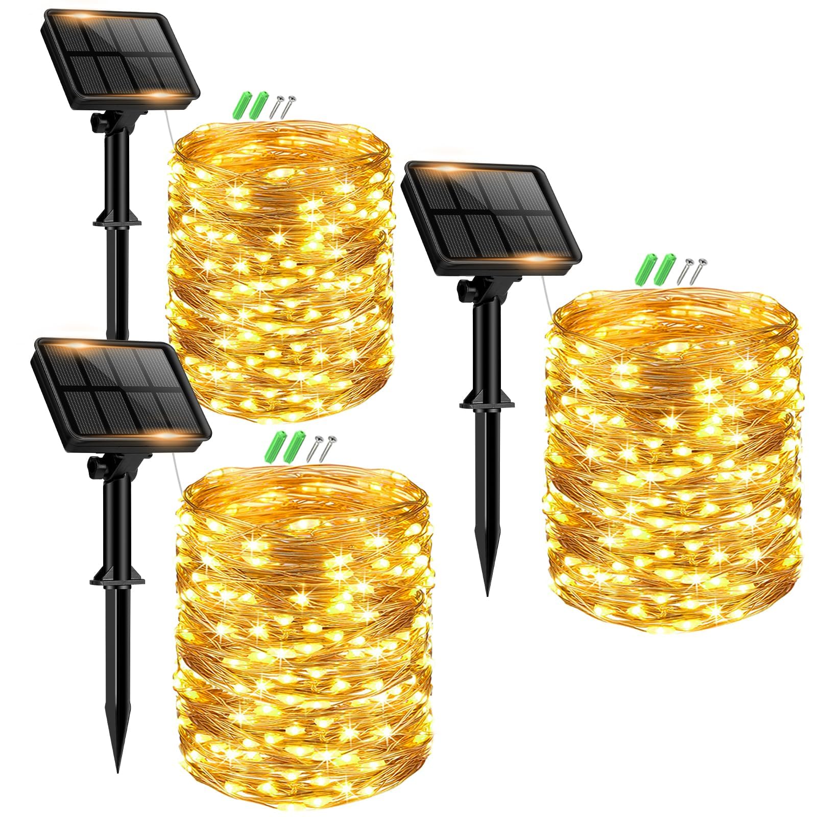 Bitjam 3 Pack Solar Fairy Lights For Outside Waterproof, Total 147Ft 450Led Solar String Lights Outdoor 8 Modes Solar Twinkle Lights For Garden Yard Christmas Tree Wedding Party Decor, Warm White