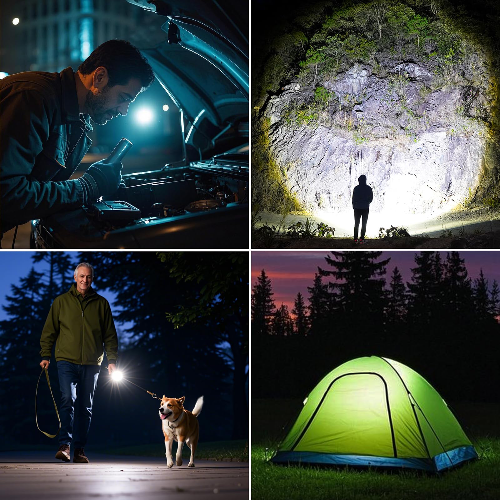 Crlivoing Kxk-606 Camping Flashlight, 600Lm Rechargeable Led Light, 3 Color Temperatures (2300K-8000K), Power Bank Function, Digital Battery Display, Ip44 Waterproof, Portable Outdoor Emergency Light