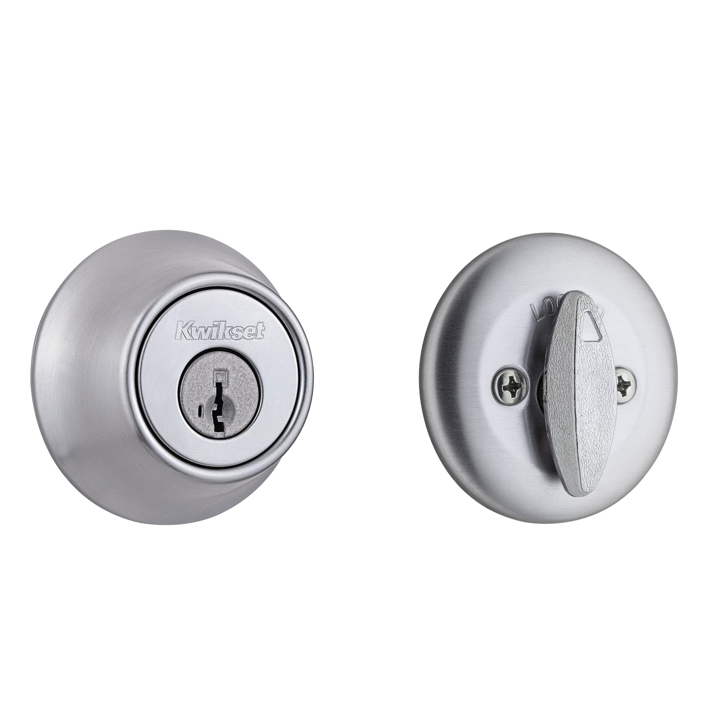 Kwikset 660 Deadbolt Deadbolt Lock, Satin Chrome Round Exterior Keyed Front Entry Door, Pick Resistant Smartkey Rekey Security, Single Cylinder Dead Bolt
