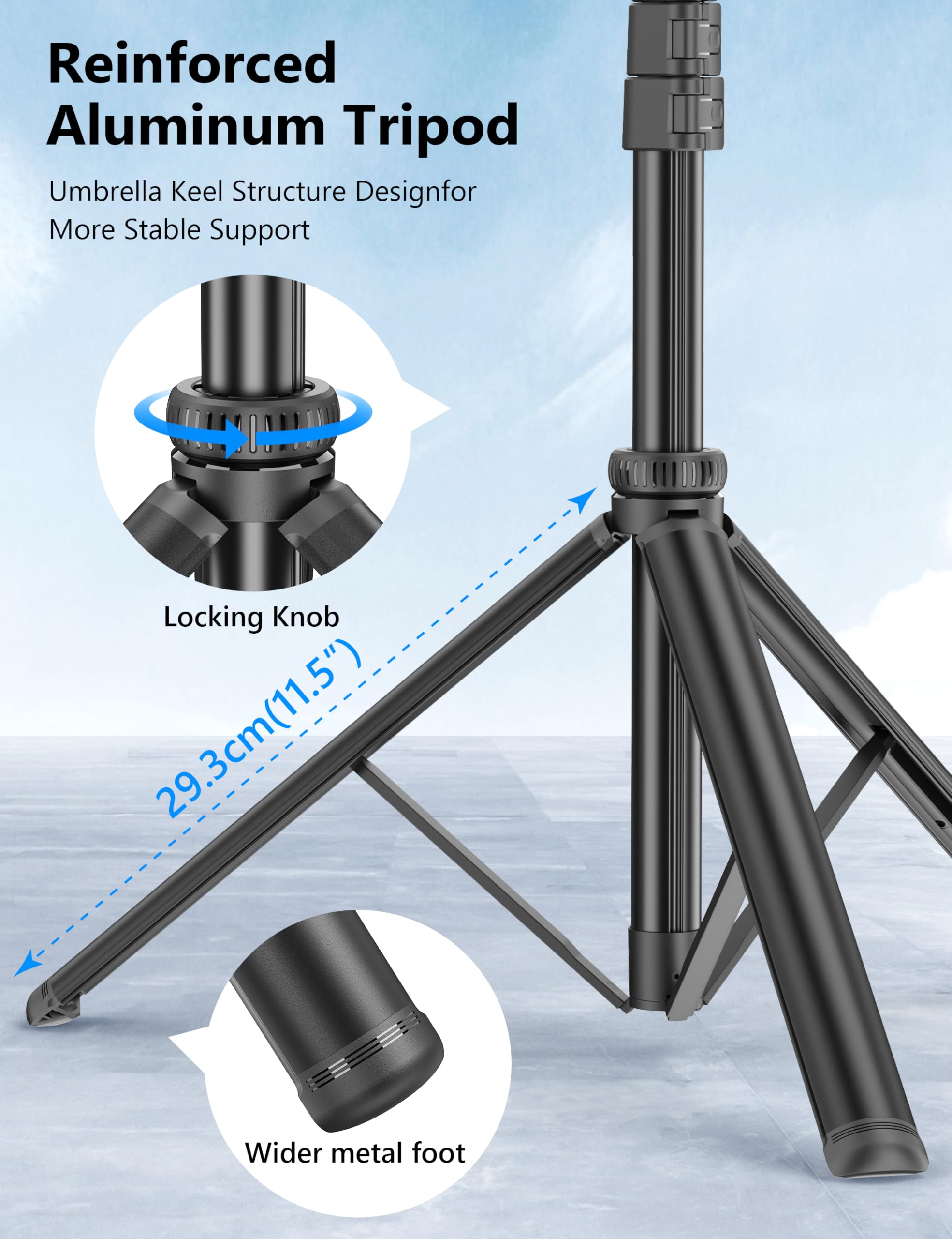 Selfieshow 72" Phone Tripod & Selfie Stick, Extendable Cell Phone Stand With Detachable Remote & Phone Holder, Aluminum Tripod Compatible With Iphone Android