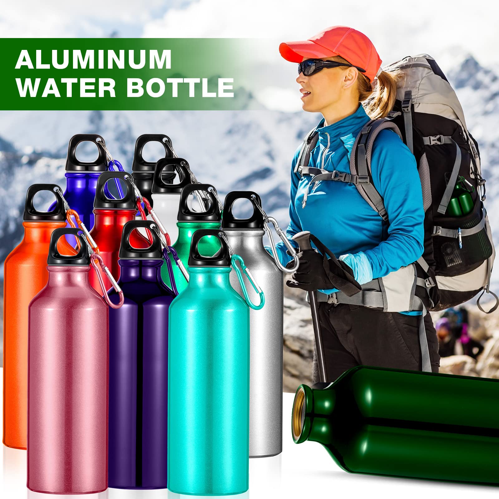 24 Pieces Aluminum Water Bottle 17 Oz Leak Proof Lightweight Aluminum Bike Sports Bottle Bulk