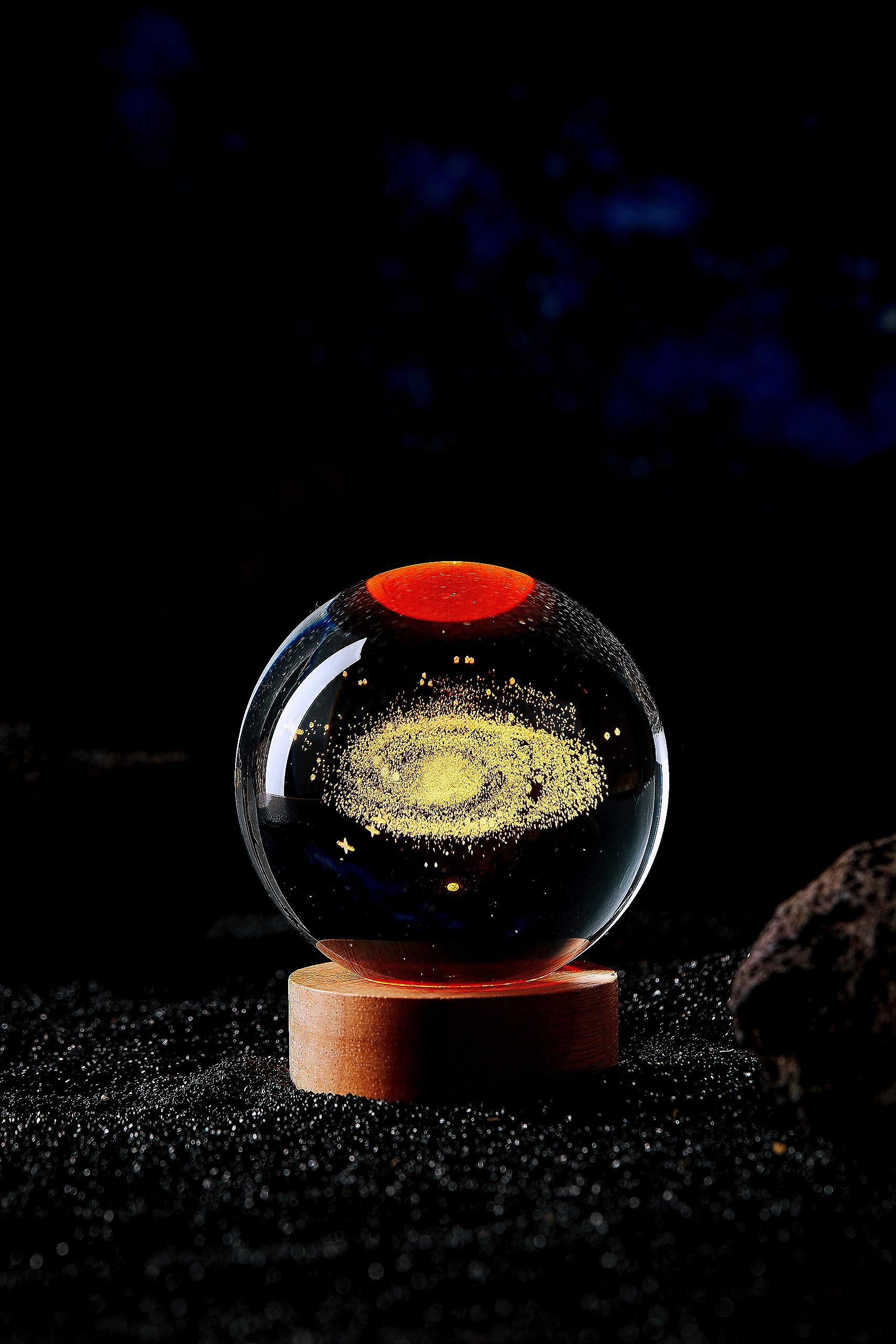 Chickenegglamp 3D Galaxy Crystal Ball Lamp,3.15 Inch Glass Ball Galaxy Light,16 Colors Change With Remote Control,Galaxy Lamp With Wooden Base,Galaxy Night Light  For Friends (Galaxy)
