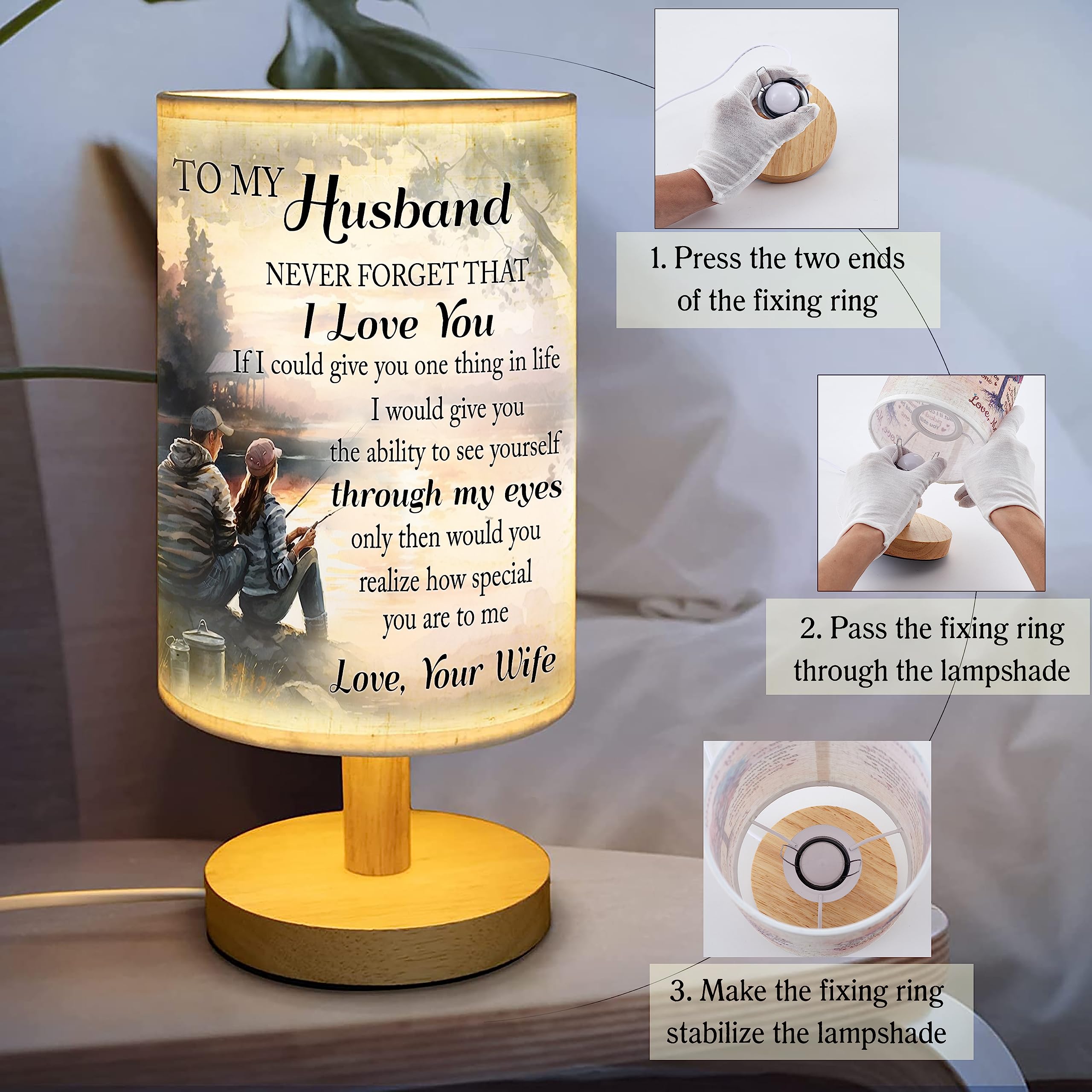 Myfihu Valentine Lamp For Husband And Wife - Fishing Table Lamp For Anniversary, Birthday, Valentine'S Day - Night Lamp
