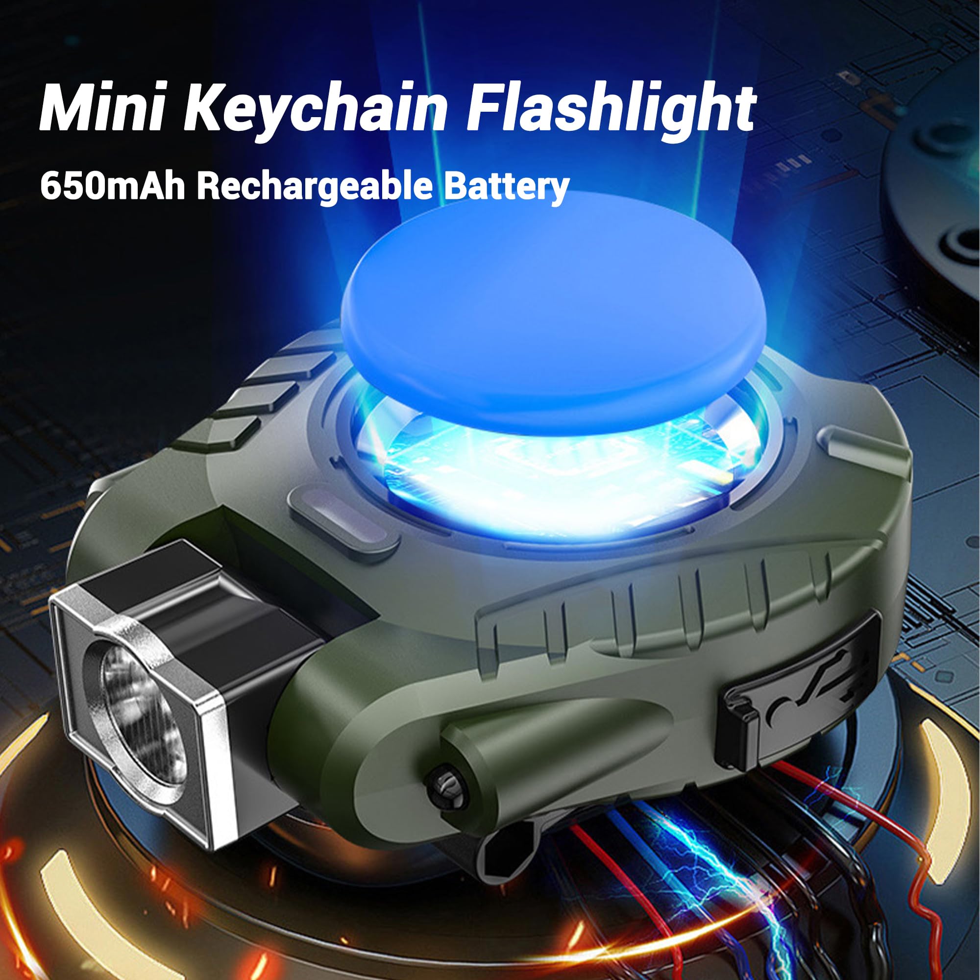 Ciwic Cob Mini Keychain Work Light, Powerful Flashlights 5 Light Modes With Magnetic, Hat Clip Light With Bottle Opener Function, Waterproof Led Flashlight With Smart Sensor For Camping 2 Pack (Green)
