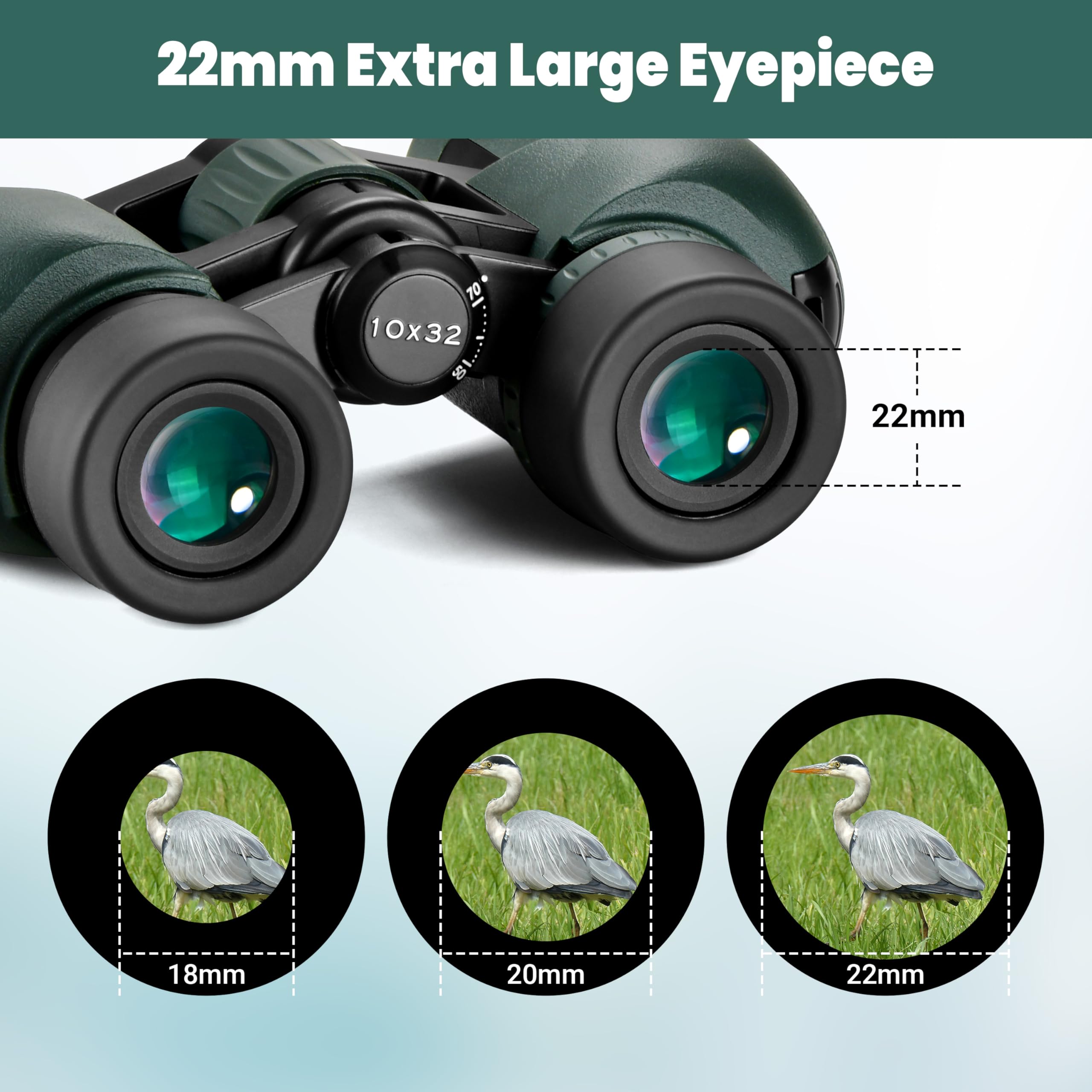 Esslnb 10X32 Binoculars For Adults, Outdoor Waterproof Compact Binoculars For Travel Bird Watching Hunting With Bak4 Prism Carrying Bag (Green, 10, X, 32, Millimeters)