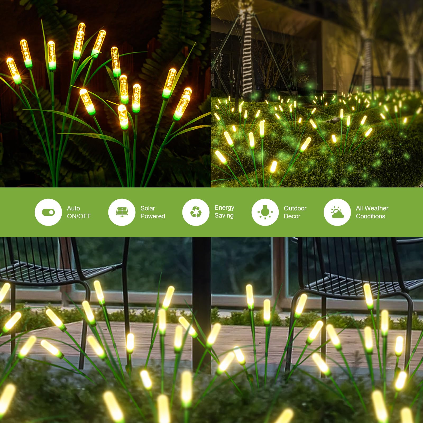 Sunlar Solar Outdoor Garden Lights,Led Solar Reed Swaying Lights For Garden Patio Yard Pathway Walkway Wedding Party Christmas Landscape Lighting (2 Pack)
