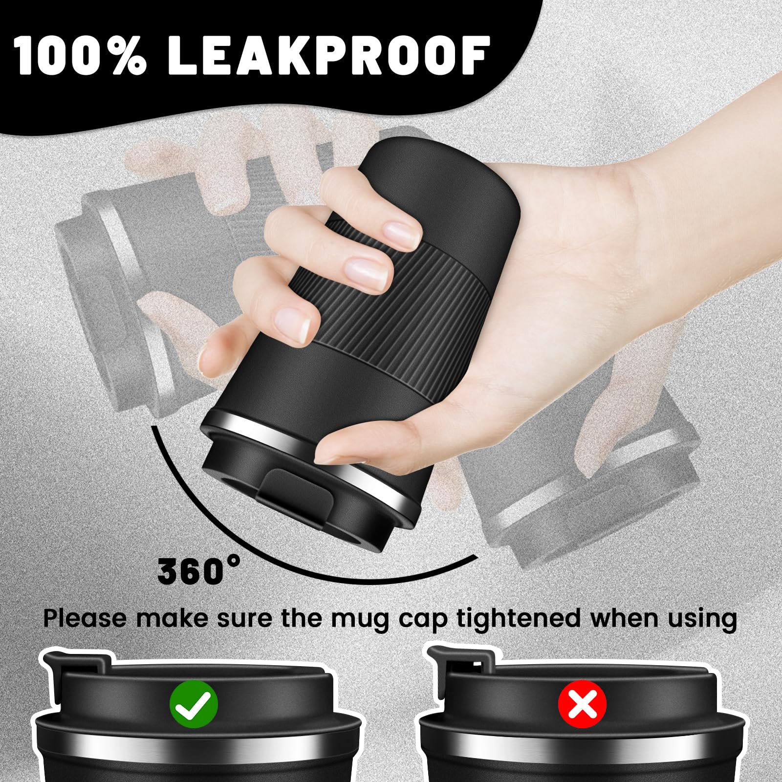 Insulated Coffee Tumblers With Flip Lid 12Oz / 17Oz, Stainless Steel Travel Coffee Mug Leak Proof