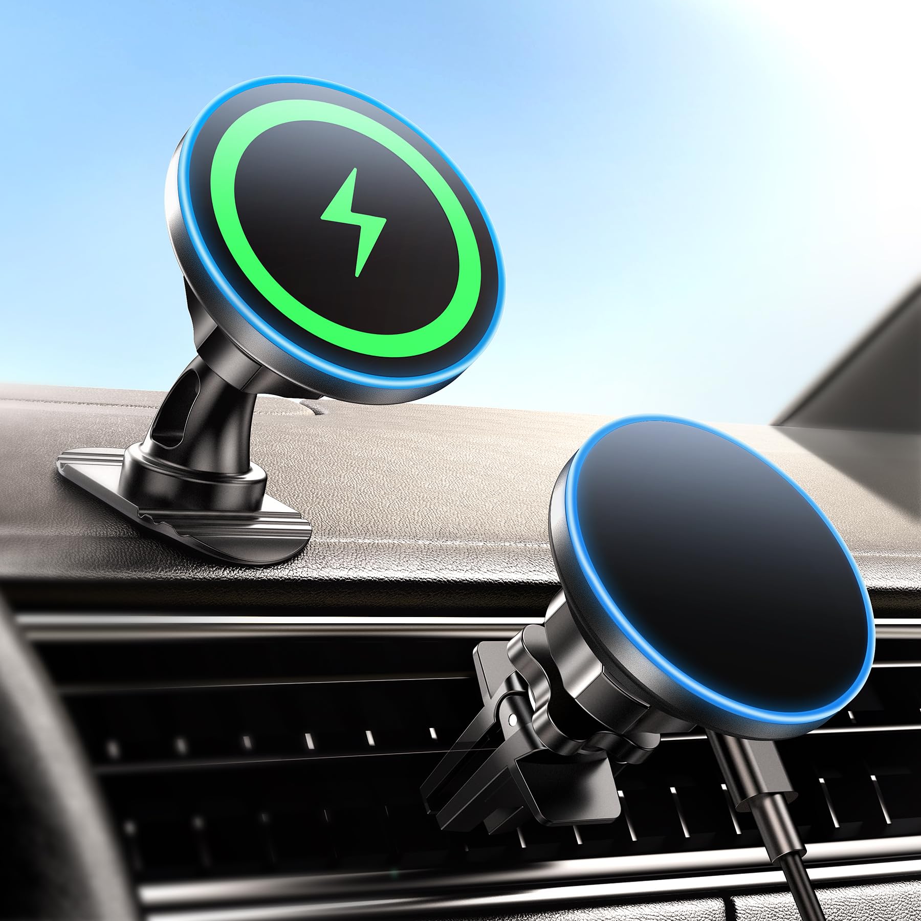 Bhhb For Iphone 16 Magsafe Car Mount Charger, [ ] 15W 2In1 Magnetic Wireless Car Charger, Fits For Magsafe Car Charger, Vent/Dashboard Phone Holder Mount For Iphone 16 15 14 13 12 Series