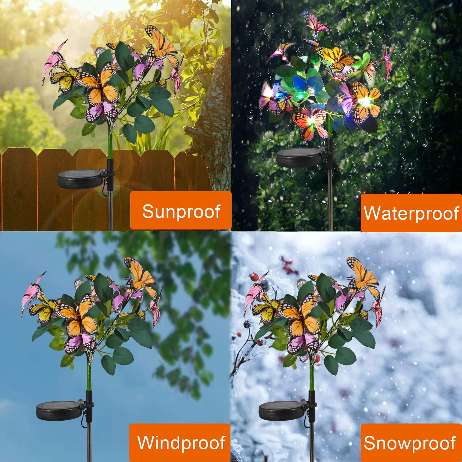 Opvande Solar Butterfly Lights Outdoor Waterproof，2Packgarden Light Decorative Solar Stake Lights With Butterflies Decor For Yard Lawn Patio Pathway