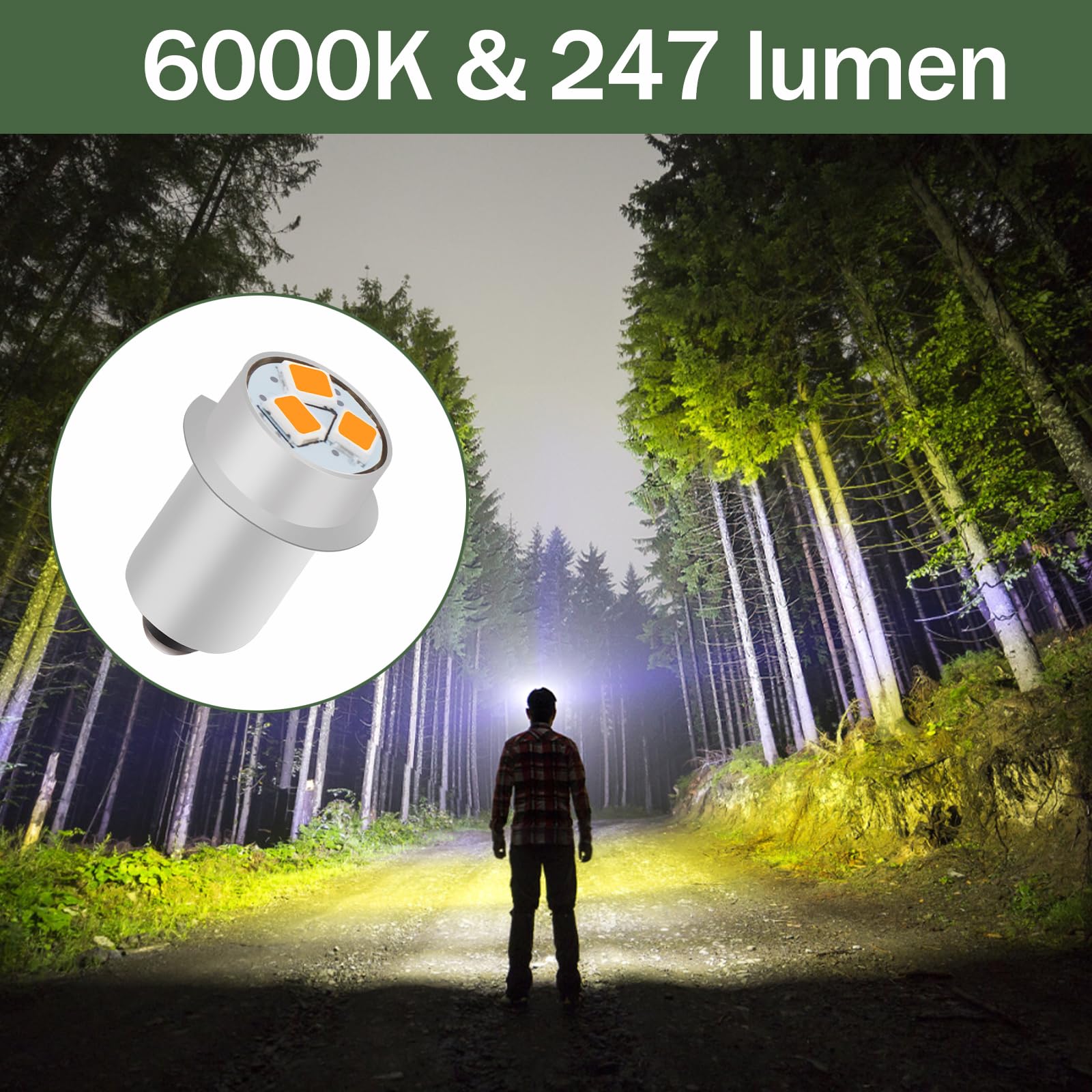 Misfart Flashlight Bulbs Replacement, Mag-Lite Led Bulb For Ryobi Craftsman Milwaukee Flashlight, 18V 19.2V Led Flashlight Bulb-3 Pack