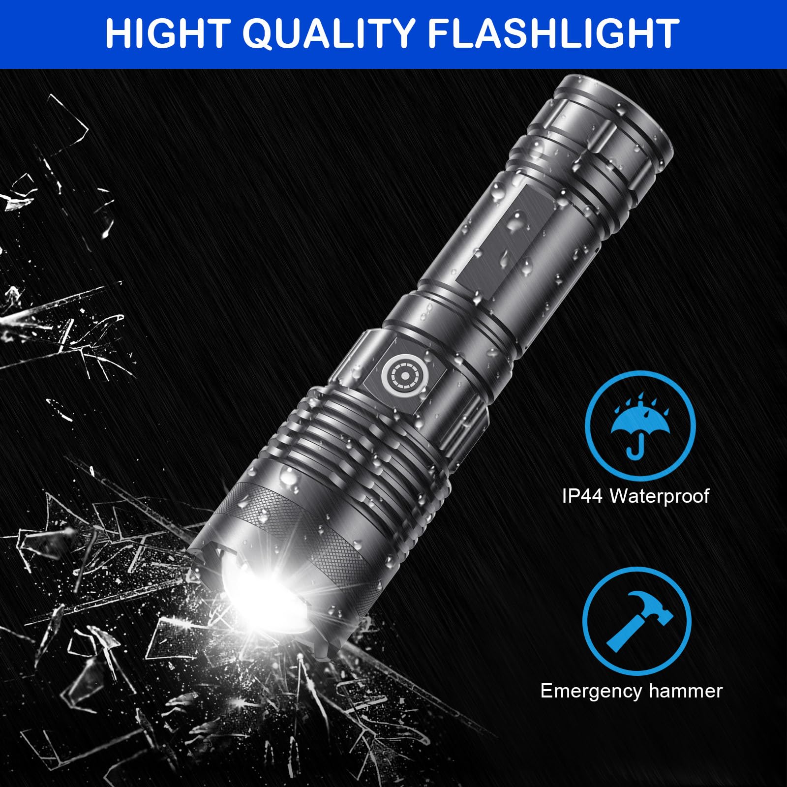 Ylqfh Rechargeable Flashlights High Lumens, 3 Pack Super Bright Tactical Flashlight With Adjustable Lighting Modes, Zoomable Handheld Led Flash Light For Camping Emergency Home  (Battery Included)