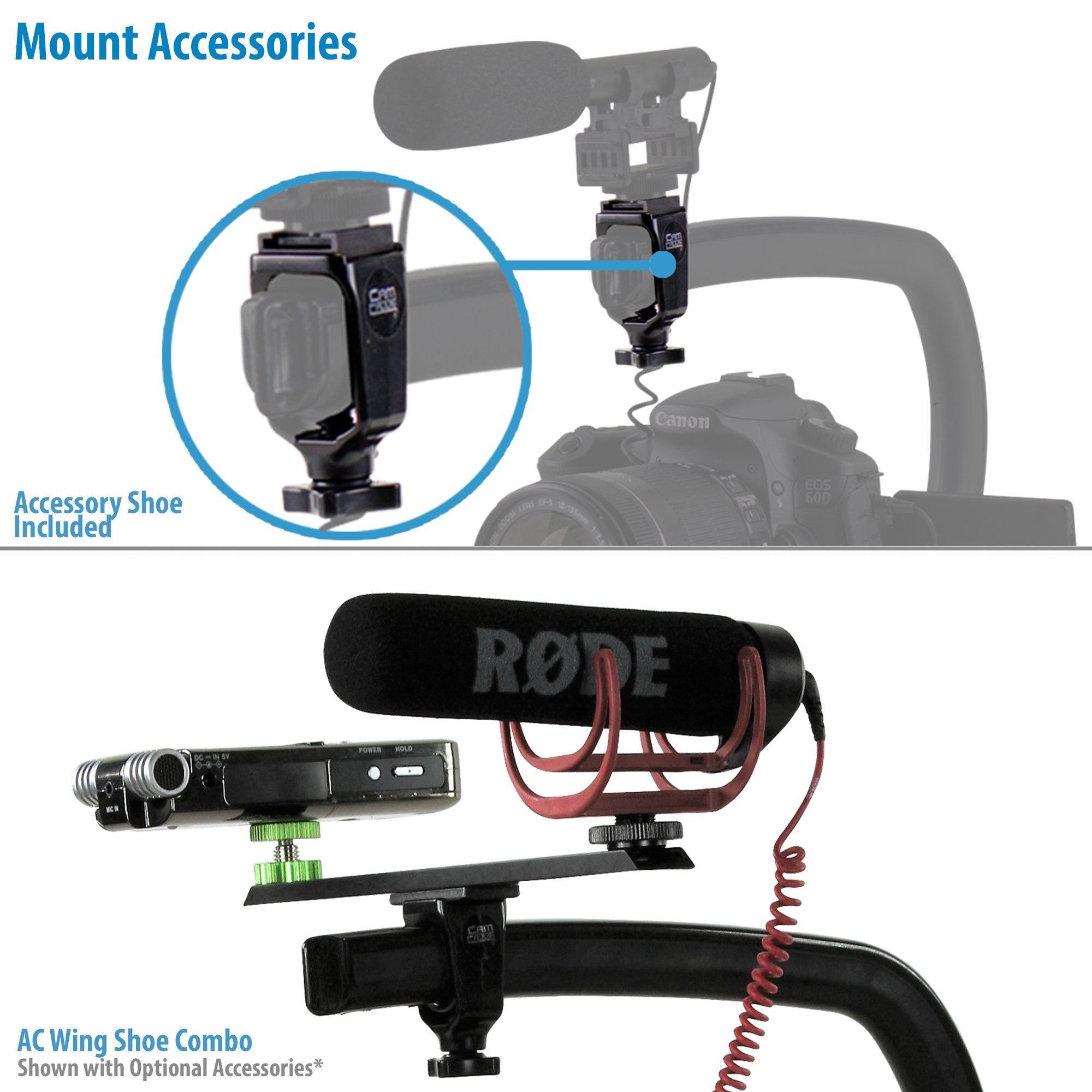 Cam Caddie Scorpion Ex Video Action Stabilizing Rig Handle Grip Handheld Stabilizer With Hot-Shoe Mount For Canon Nikon Sony Panasonic Dslr & Mirrorless Camera Camcorder (Single Cold Shoe)