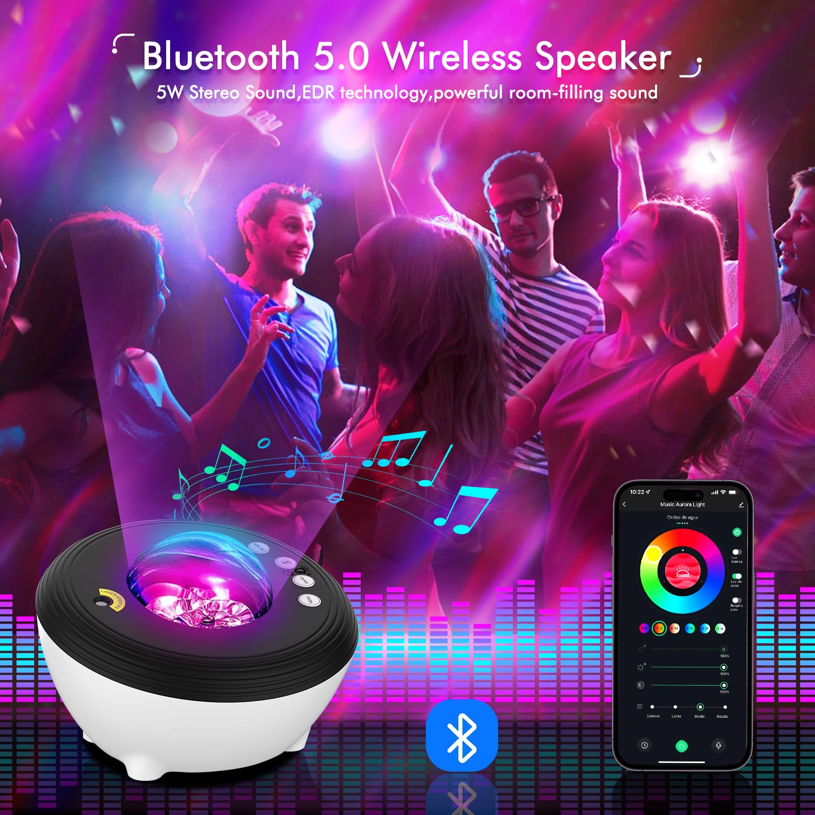 Yunlone Galaxy Projector Star Lights Projector For Bedroom With 33 Lighting, Aurora Projector With Bluetooth 5.0 Speaker, Smart App, 8 White Noises Night Light With Ir Remote, Timer For Kids Adults