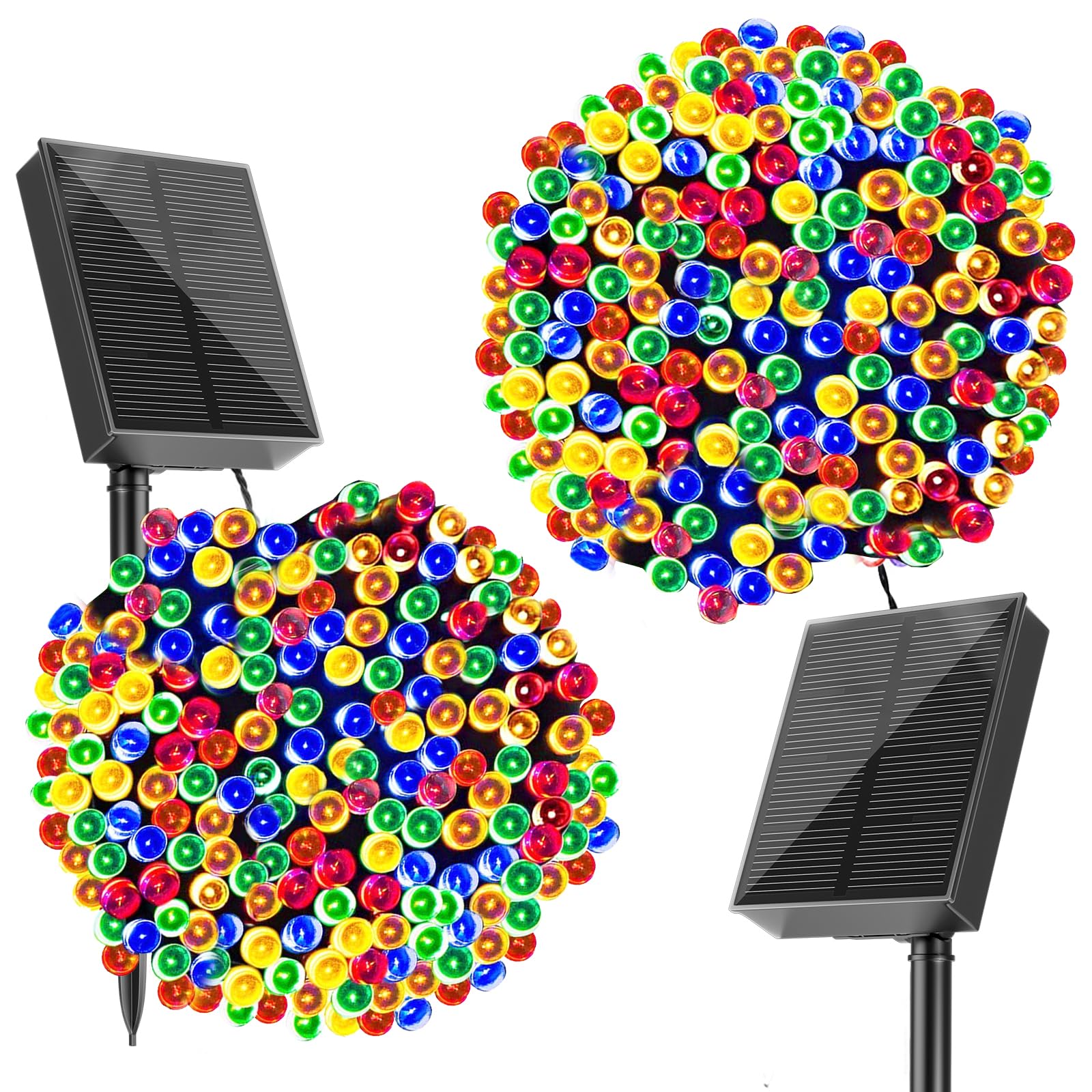 Solarbaby Solar String Lights Outdoor Waterproof, 2 Pack Each 72Ft 200 Led Solar Fairy Lights, 8 Modes Solar Christmas Lights For Outside Tree Garden Patio Wedding Christmas Decorations (Colorful)