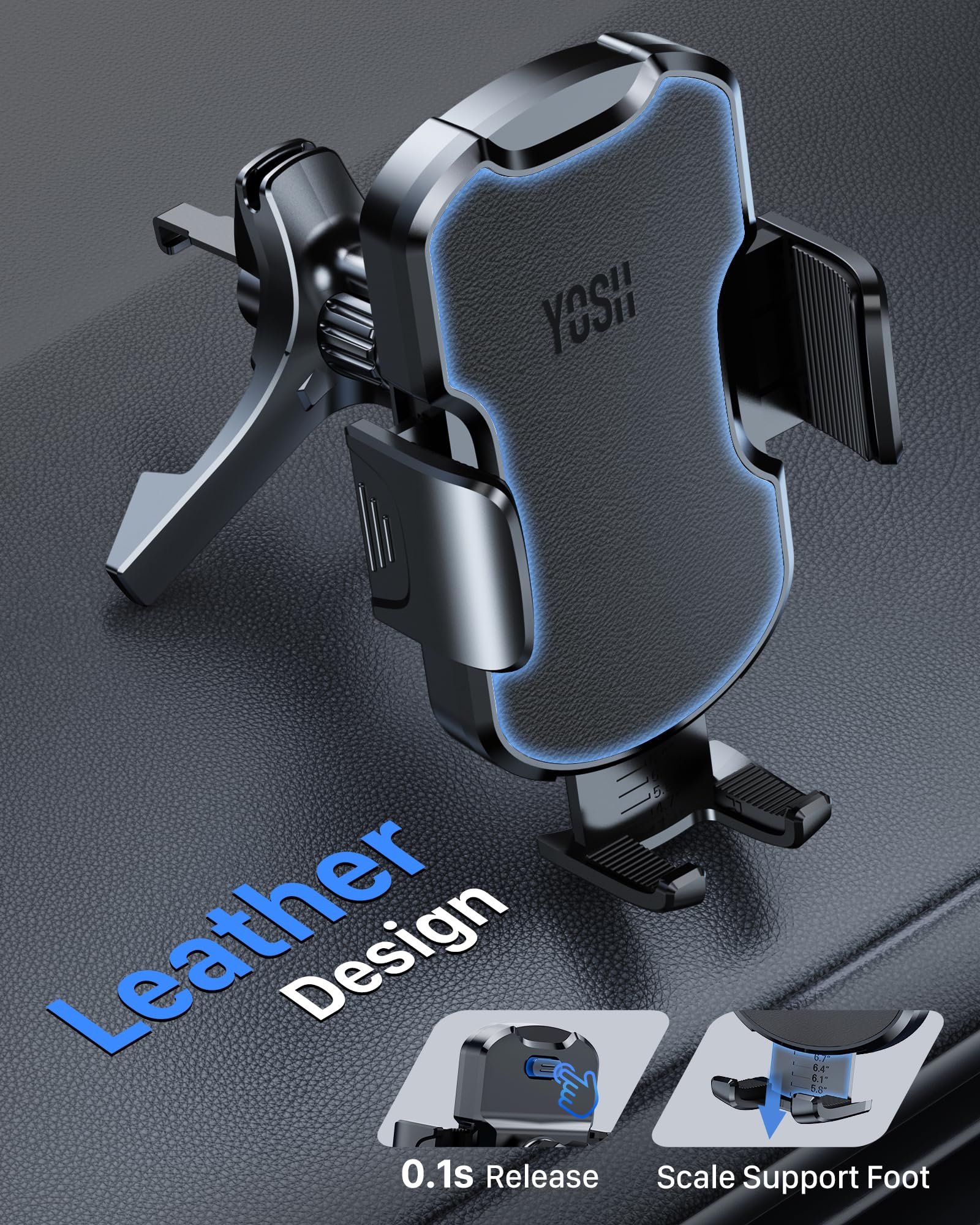 Yosh Car Vent Phone Mount Design For Mercedes Benz C300/Gla/Glc/Glb/Gls, A/B/C/E/S-Class, Mini Cooper 2006-17/Countryman, Mercedes Benz Car Accessories Phone Holder, Big Phones & Thick Cases Friendly
