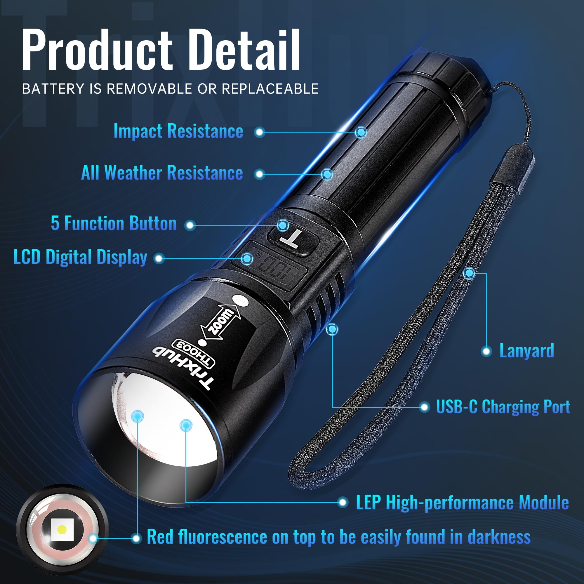 Trixhub Rechargeable Flashlights 2 Pack, 990,000 Lumens Super Bright Flashlight With Lcd Digital Display, 5 Adjustable Mode Powerful Tactical Flashlight, Waterproof Flashlights For Camping Hiking
