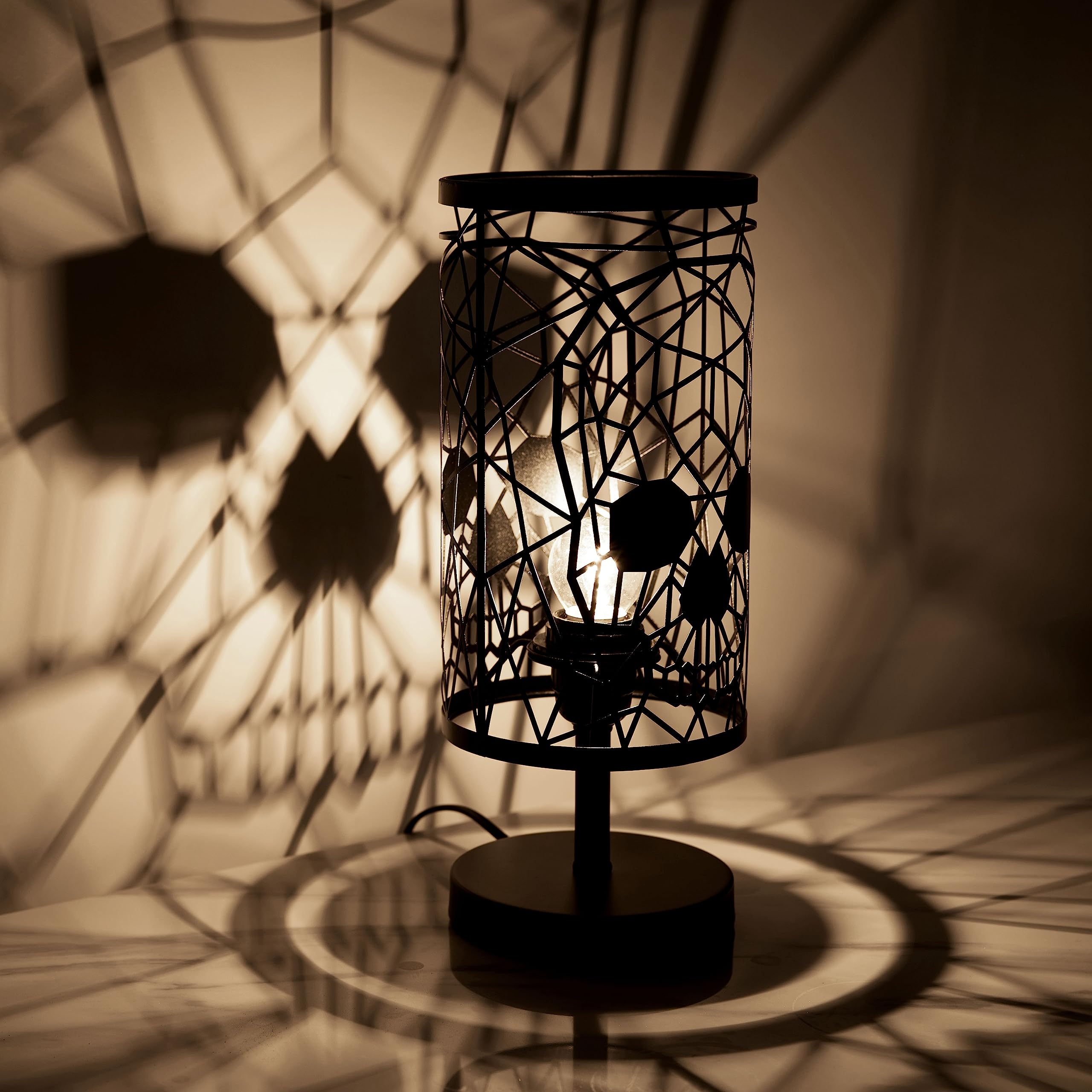 Gute Skull Face Shadow Lamp - Black Goth Skulls Lamps With 3-Dimmable Touch Switch Settings, Gothic Table Lamps, Skulls Home Decor Plug In Light With Round Skeleton Design, Horror Lamp Spooky