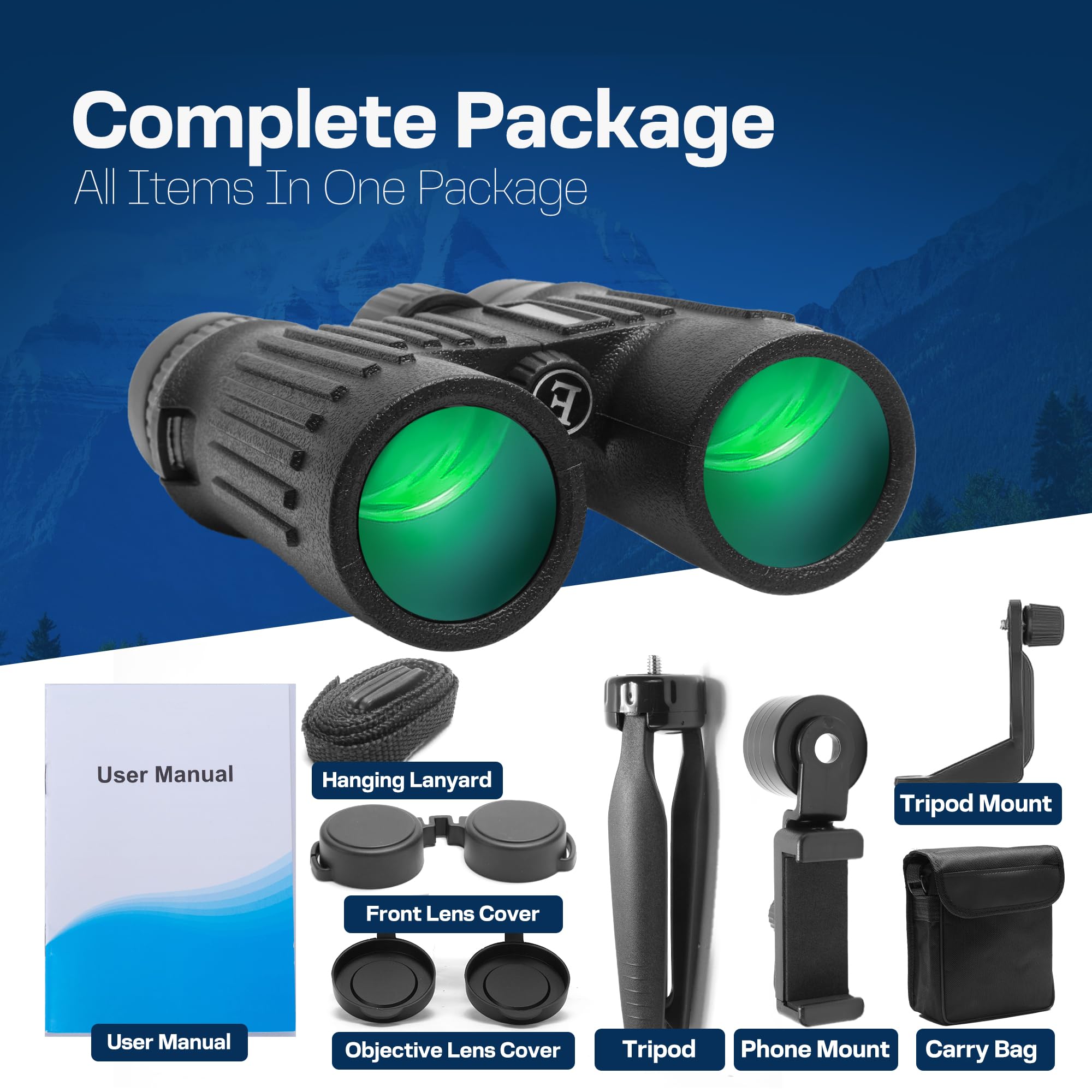 Peermary 10X42 Hd Binoculars For Adults & Kids High Powered Crystal-Clear Vision, Precise Focus, Built To Last - High-Powered Optics With Essential Accessories Hunting Binoculars For Adults