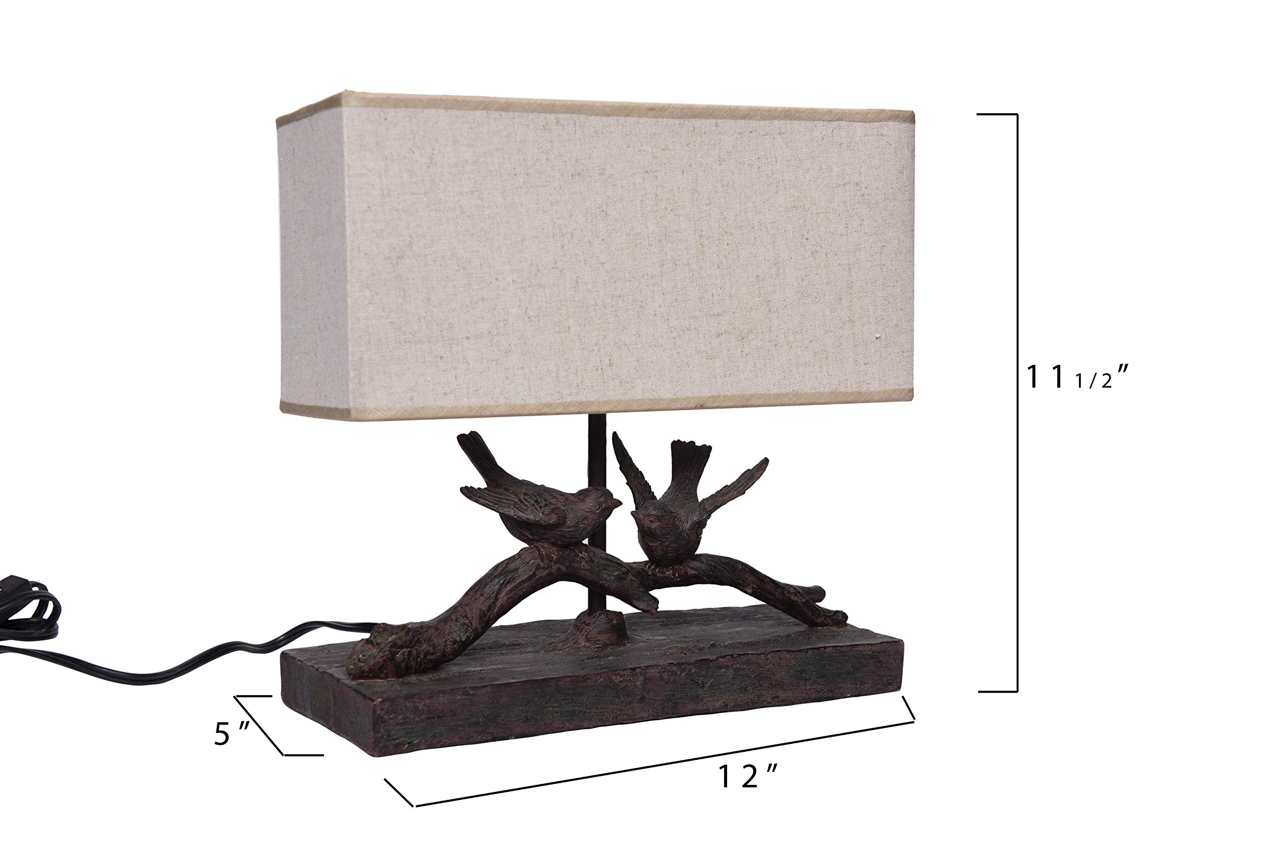 Creative Co-Op Rustic Bird Lamp With Rectangle Shade