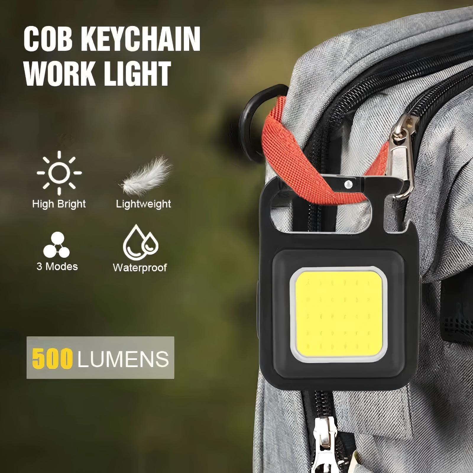 Ffkqbh Led Flashlight Cob Keychain Work Light, Triple Light Flashlight With 3 Modes, Edc Purse Light, Rechargeable Flashlights For Home, Camping, Walking (2)