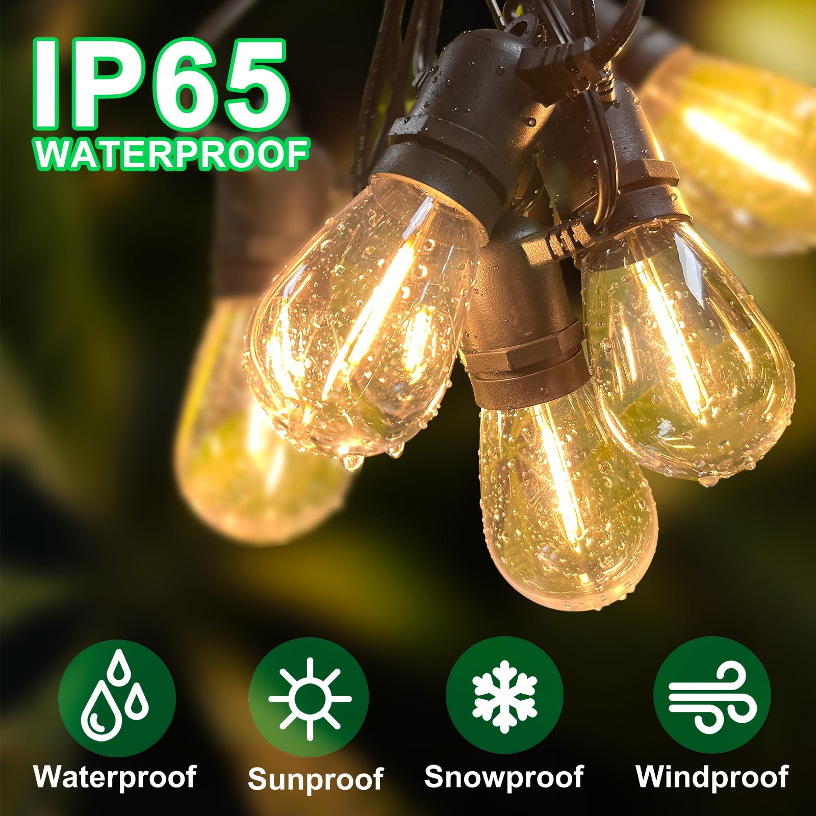 Yaojin 33Ft(27+6) Commercial Solar Lights Outdoor, 9 Edison Bulbs Shatterproof, Ip65 Waterproof With Usb, 1W Soft White For Porch/Bistro/Cafe