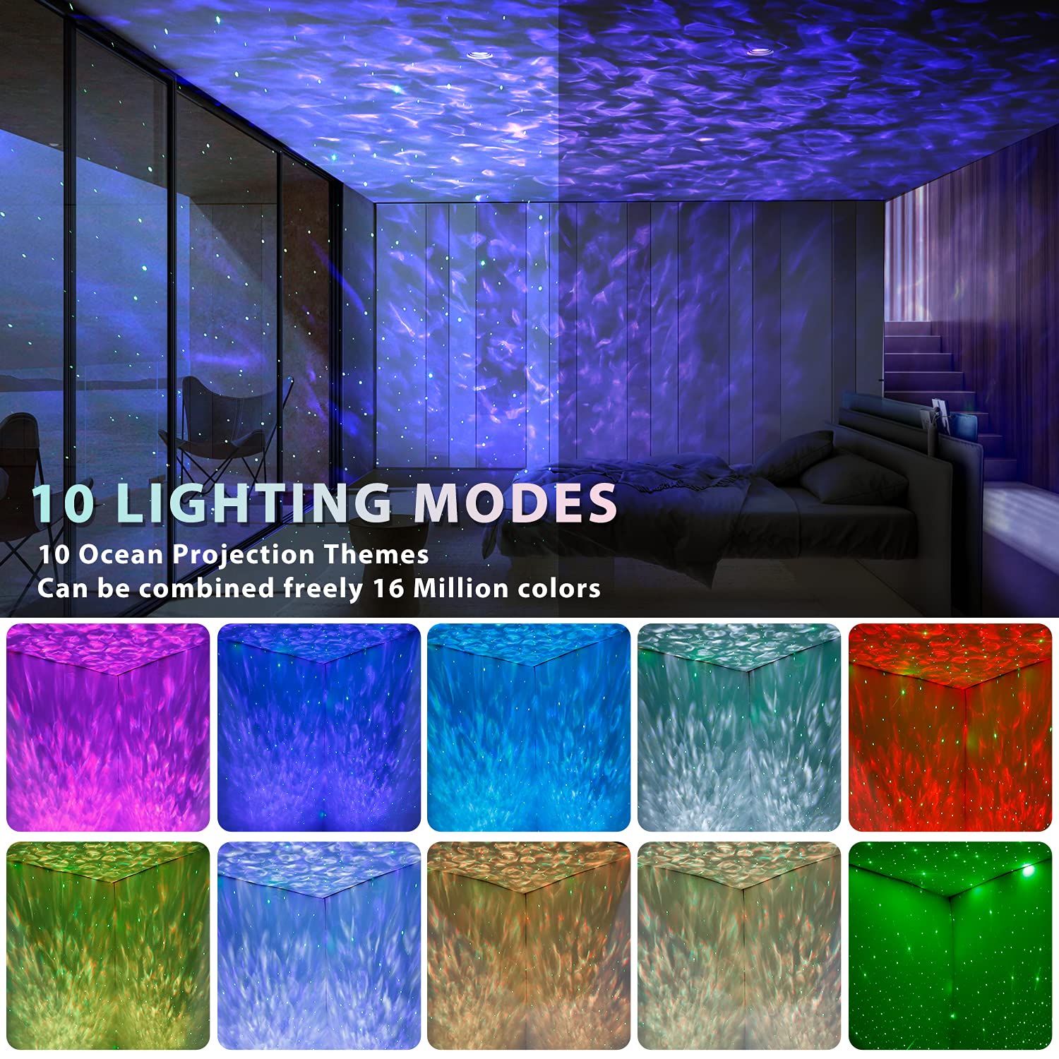 Geanli Star Projector Night Light - Galaxy Projector Light For Bedroom/Party Adults Kids With Bluetooth Music Speaker Voice & Remote Control, No App Needed