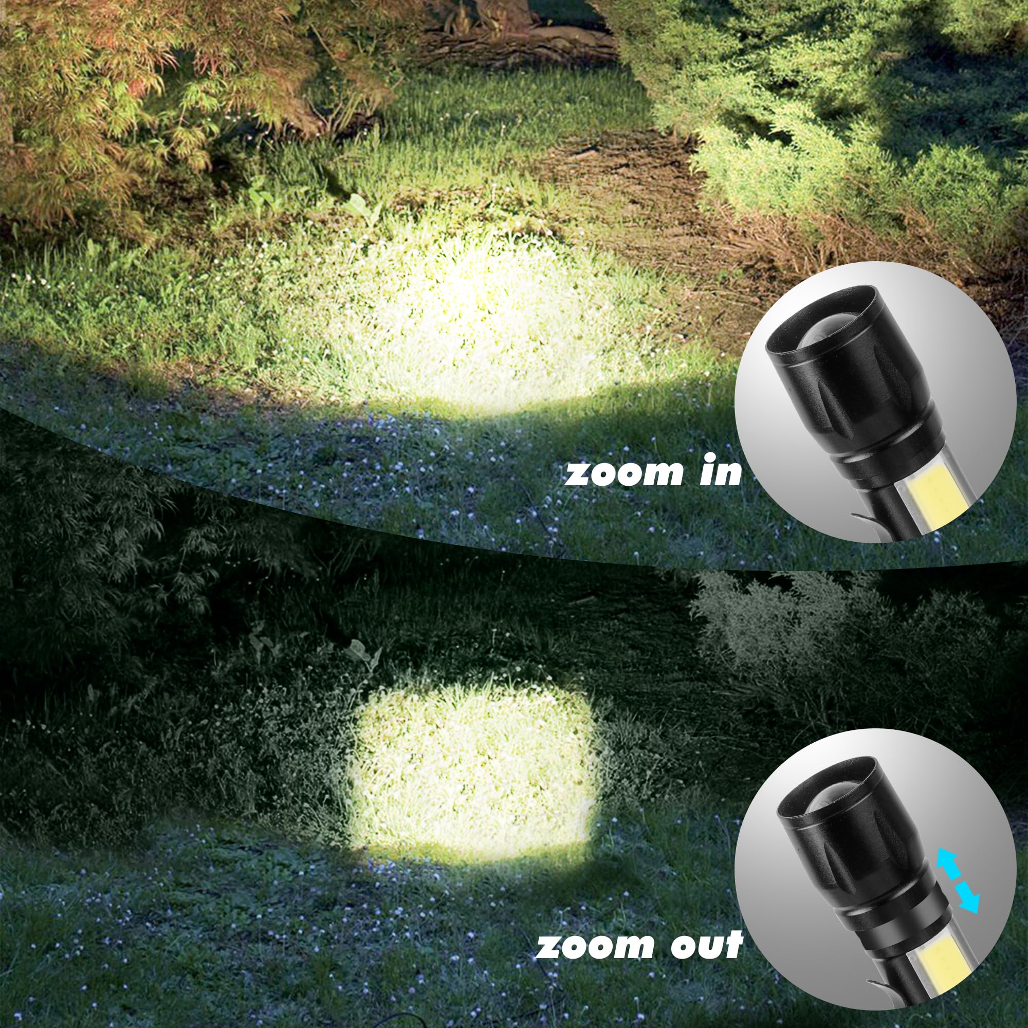 Kunhe Rechargeable Flashlights Usb-C Stocking Stuffers Small Led Lantern Flashlights Bright Clip-On Light Edc Flash Light With Side Cob Light For Camping Home Emergency 4 Pack